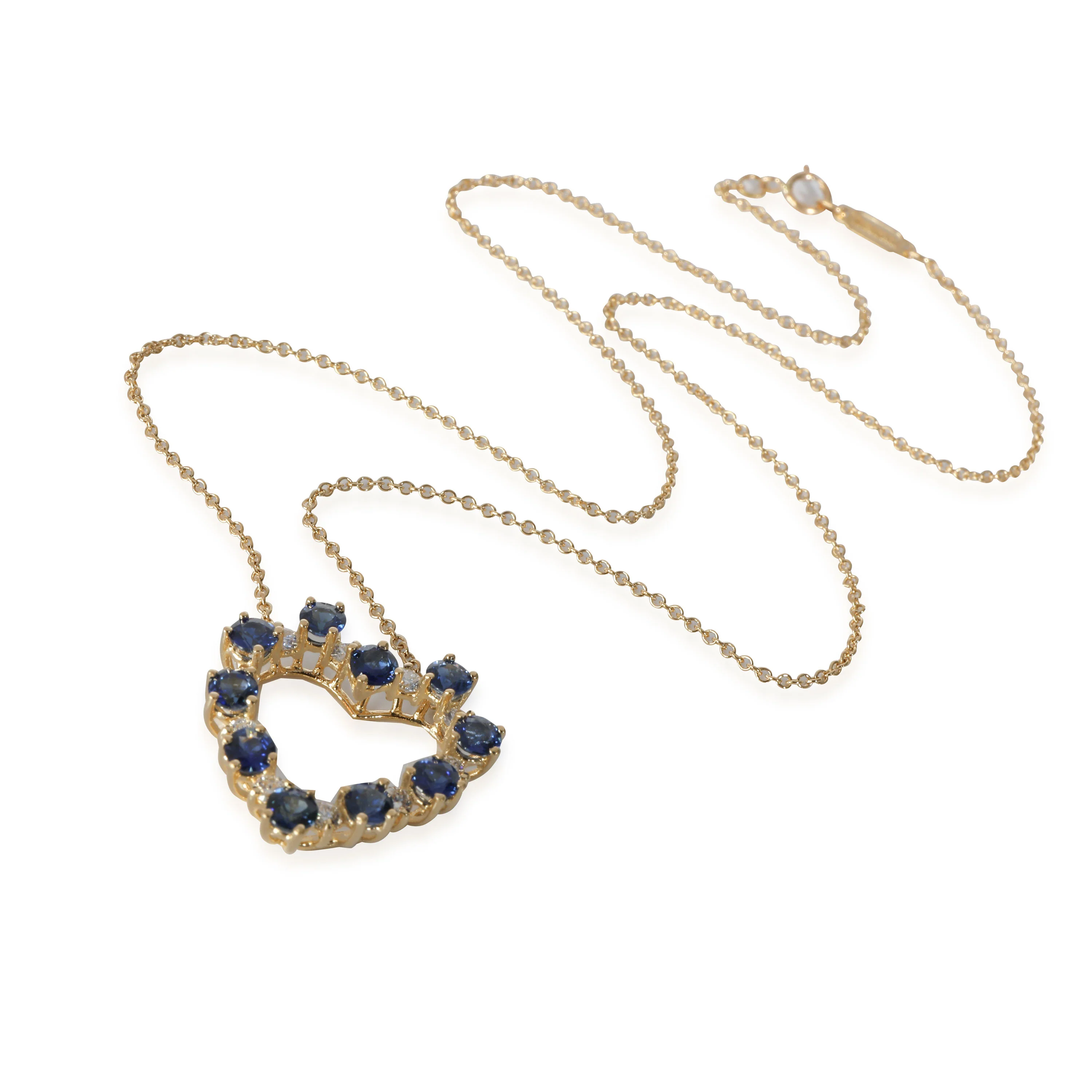 Vintage Sapphire Diamond Fashion Pendant in 18K Yellow Gold - Image 2