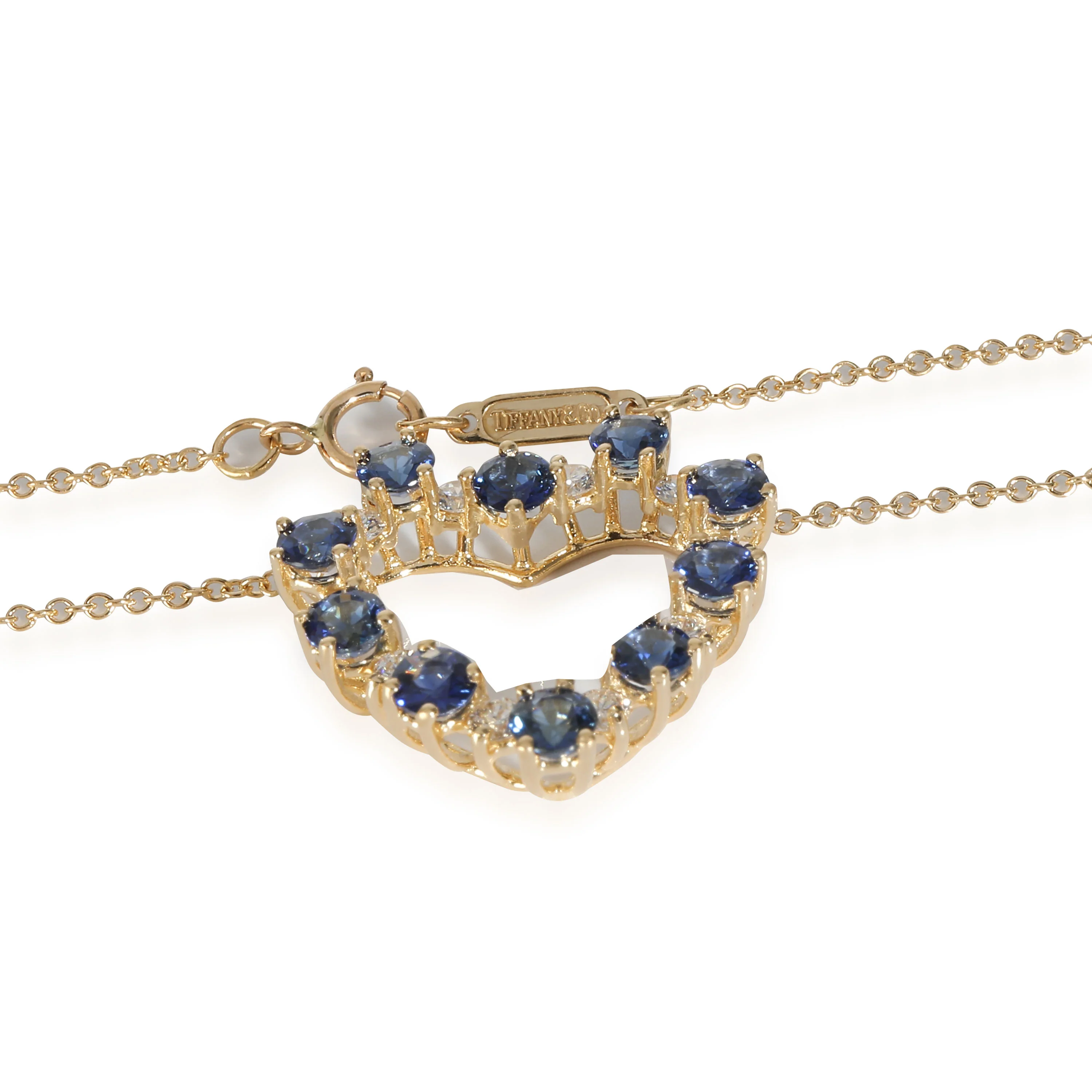 Vintage Sapphire Diamond Fashion Pendant in 18K Yellow Gold - Image 3