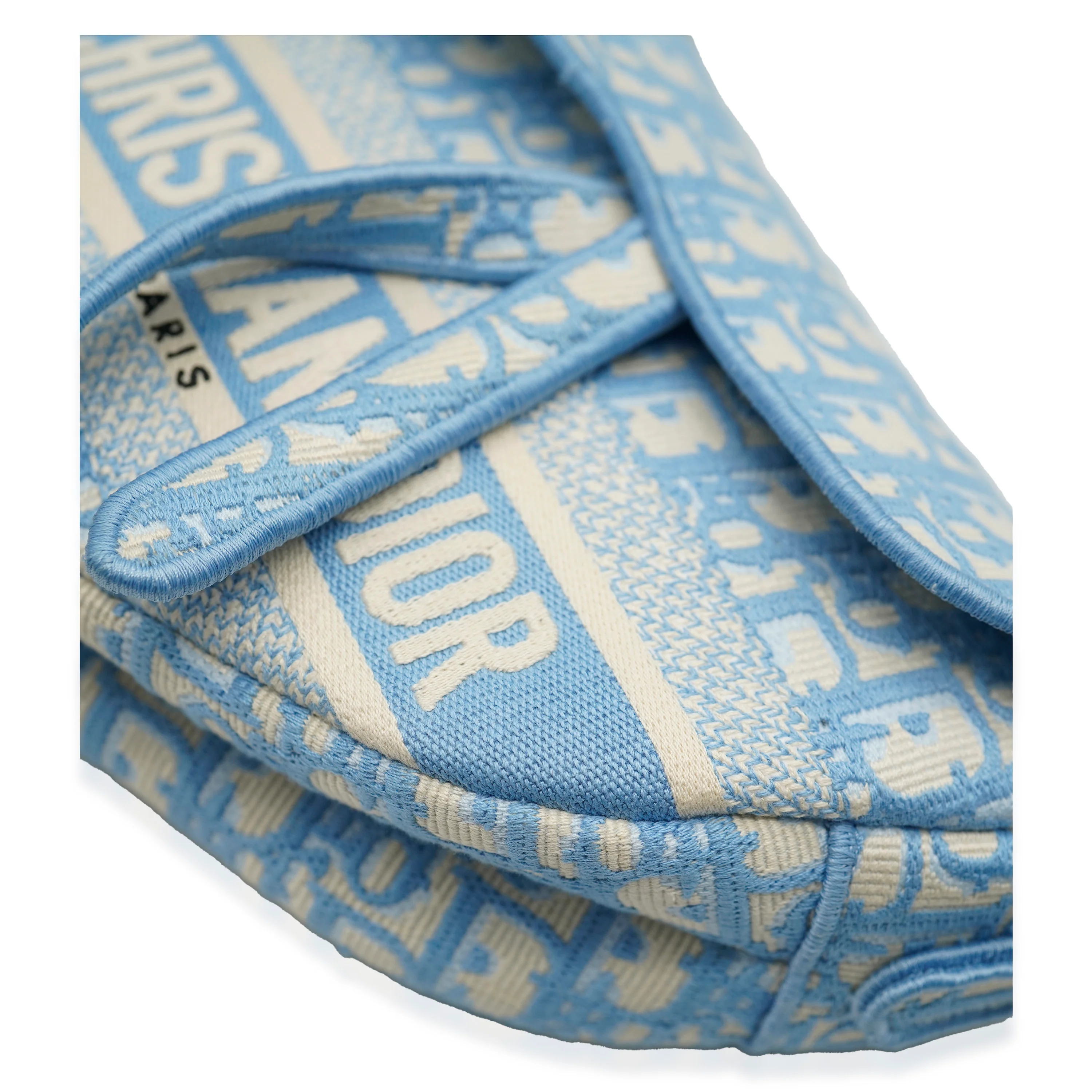 Light Blue Oblique Jacquard Canvas Saddle Bag - Image 7
