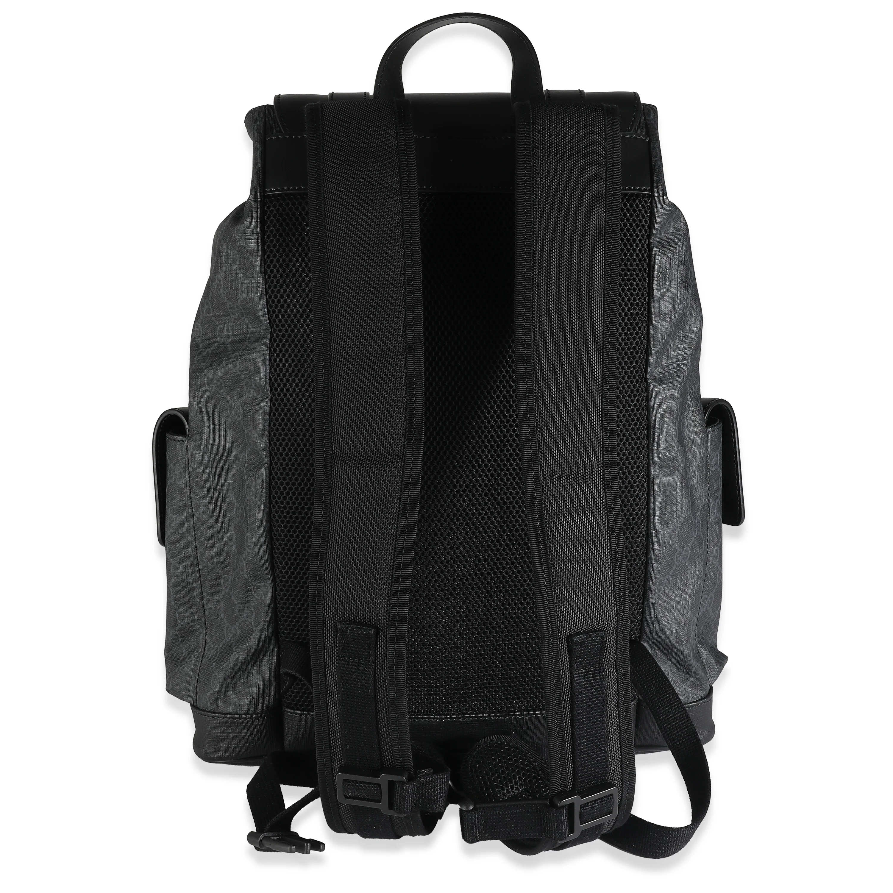 Black GG Supreme Canvas Double Buckle Backpack - Image 4