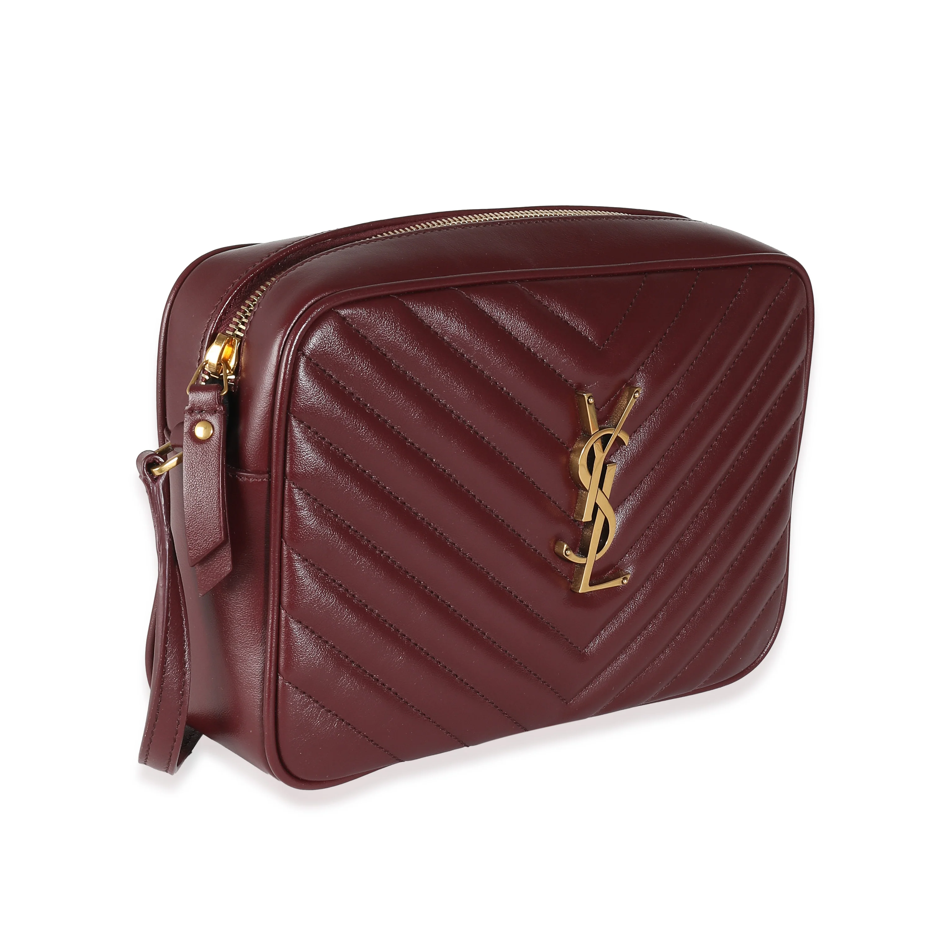 Saint Laurent Burgundy Matelasse Calfskin Lou Camera Bag - Image 3