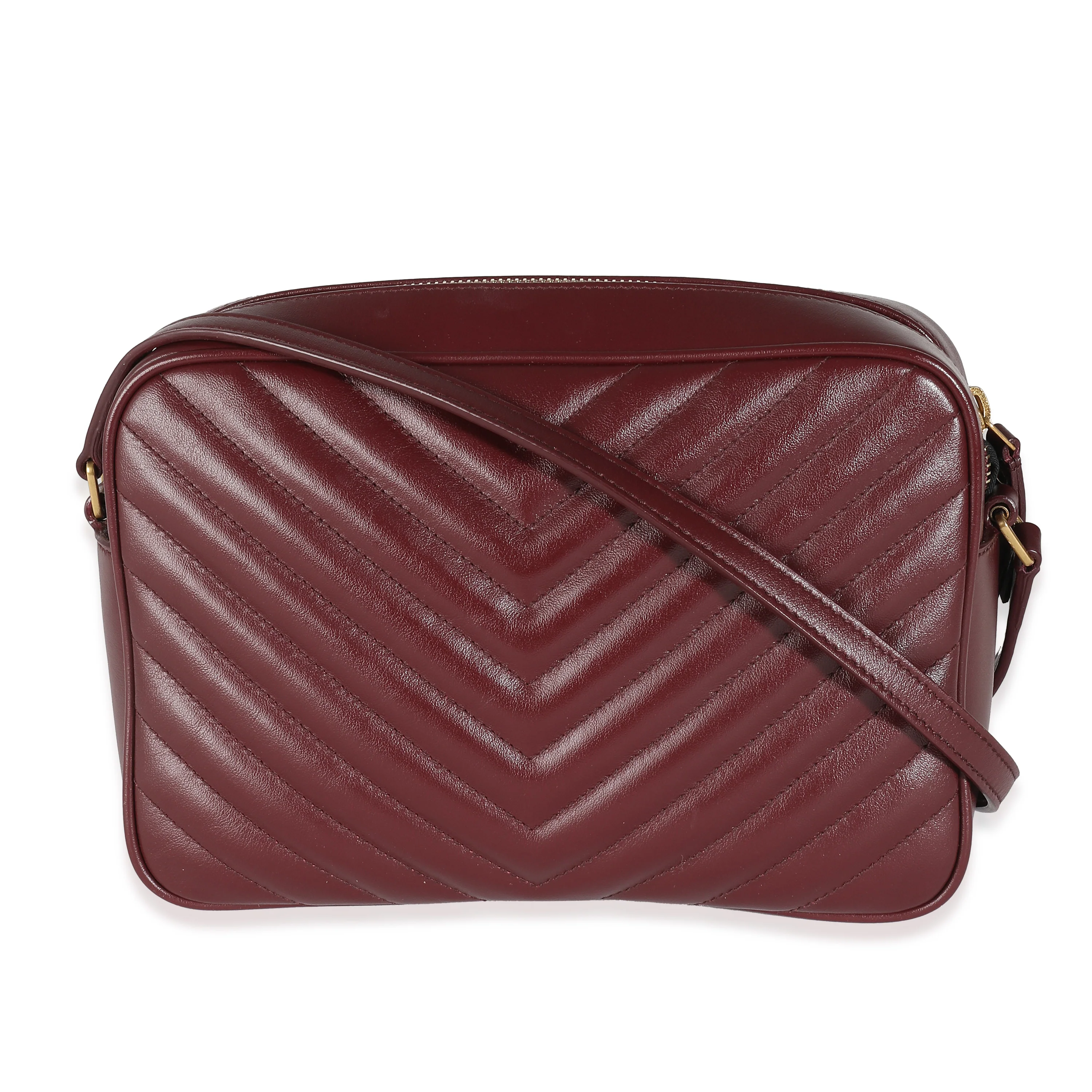 Saint Laurent Burgundy Matelasse Calfskin Lou Camera Bag - Image 4