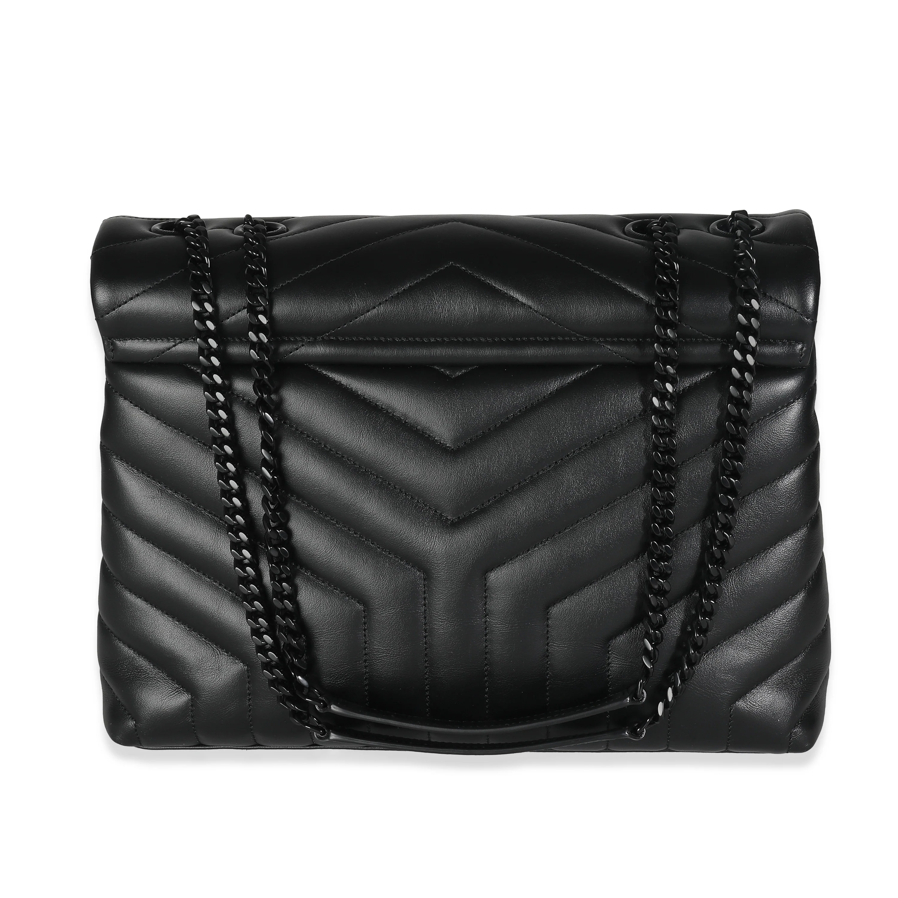 Black Chevron Calfskin Medium Loulou - Image 5