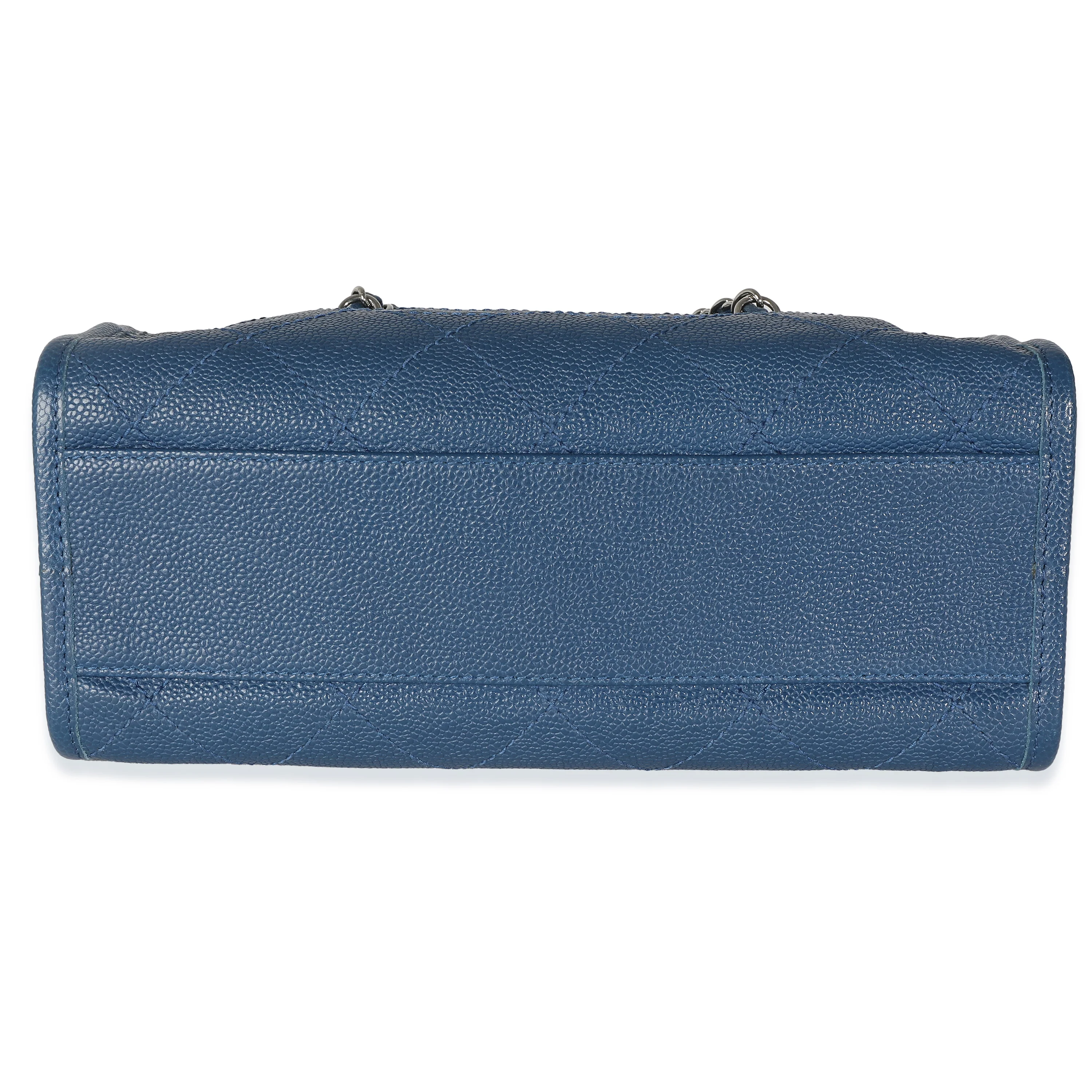 Blue Quilted Caviar Deauville Bowling Handbag - Image 5