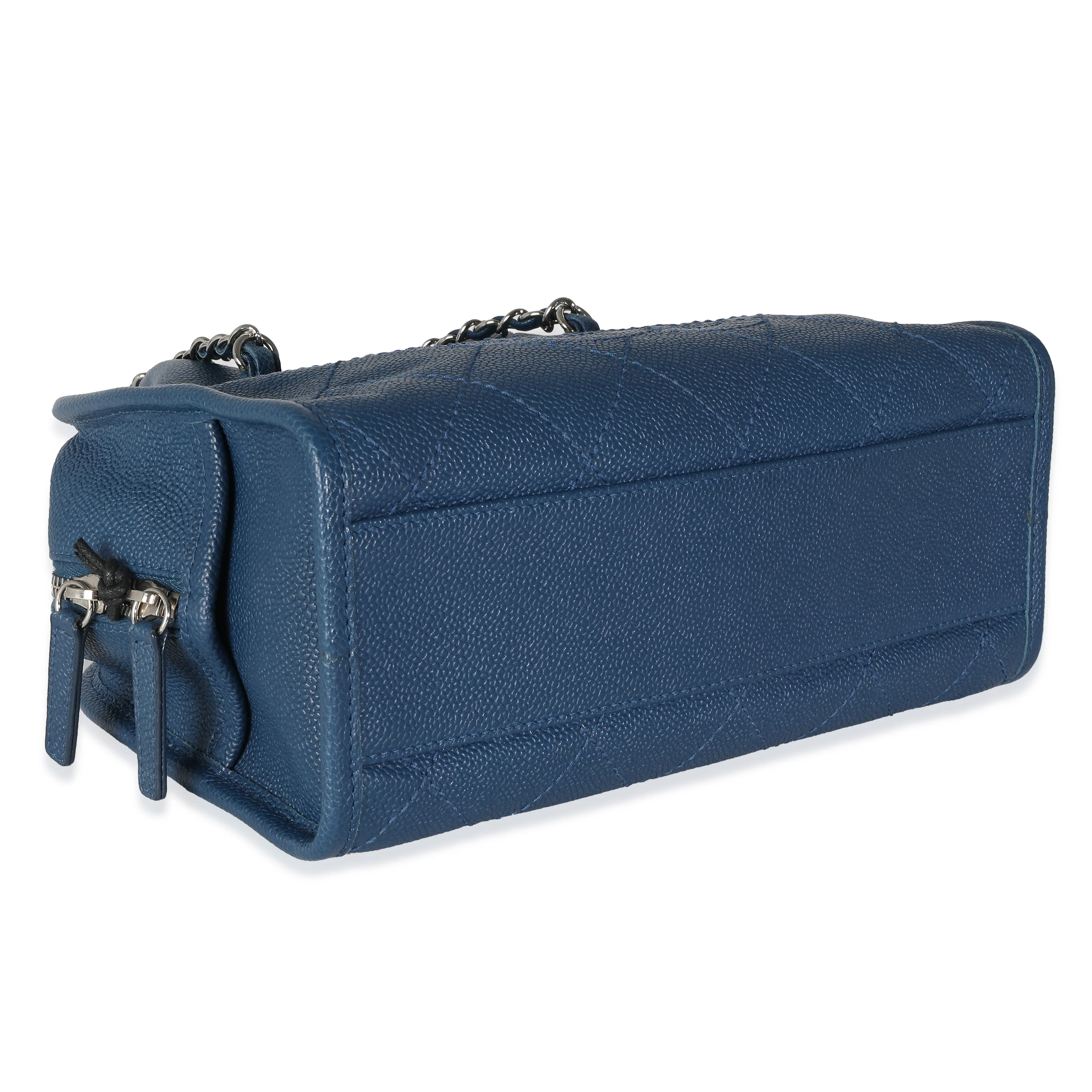 Blue Quilted Caviar Deauville Bowling Handbag - Image 6