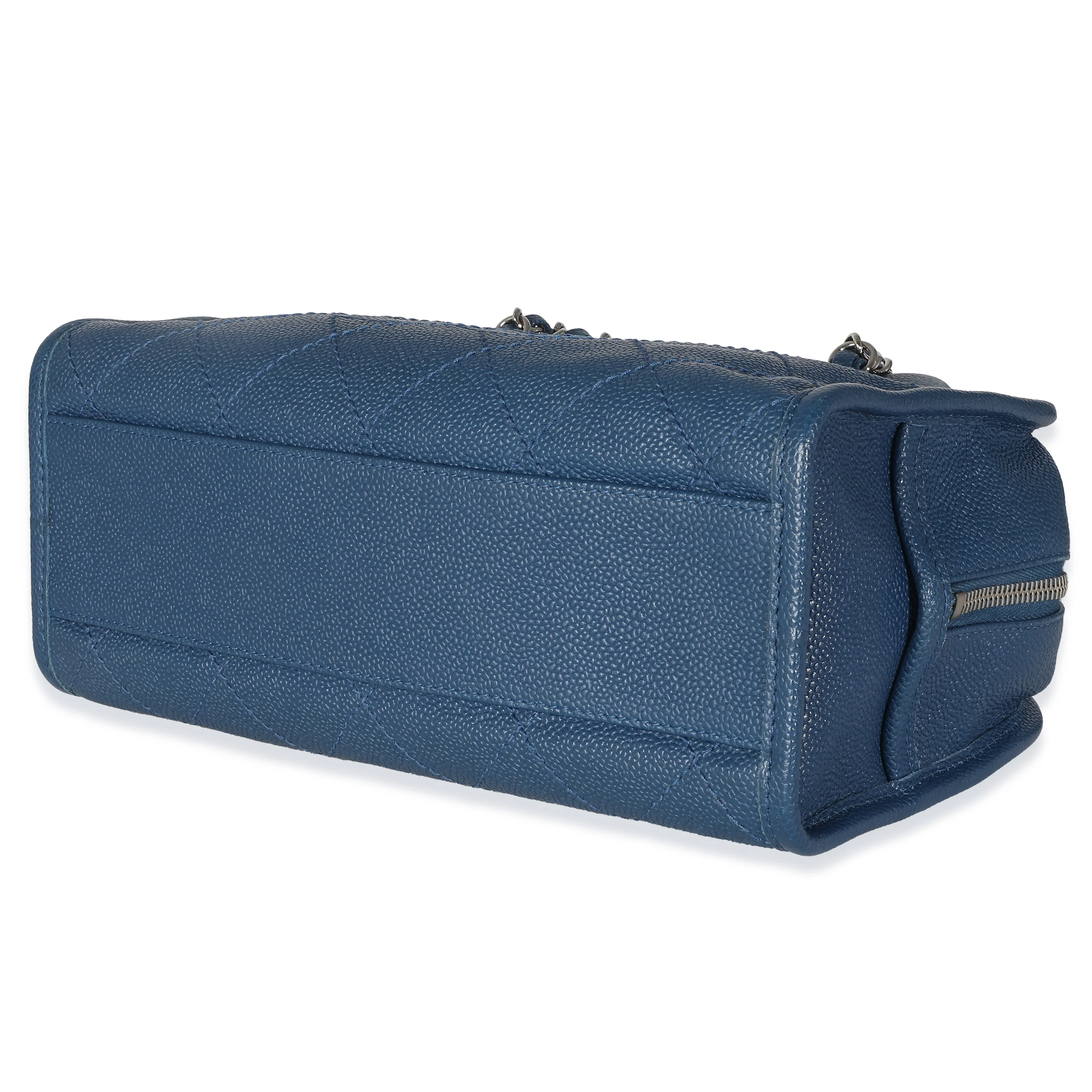Blue Quilted Caviar Deauville Bowling Handbag - Image 7