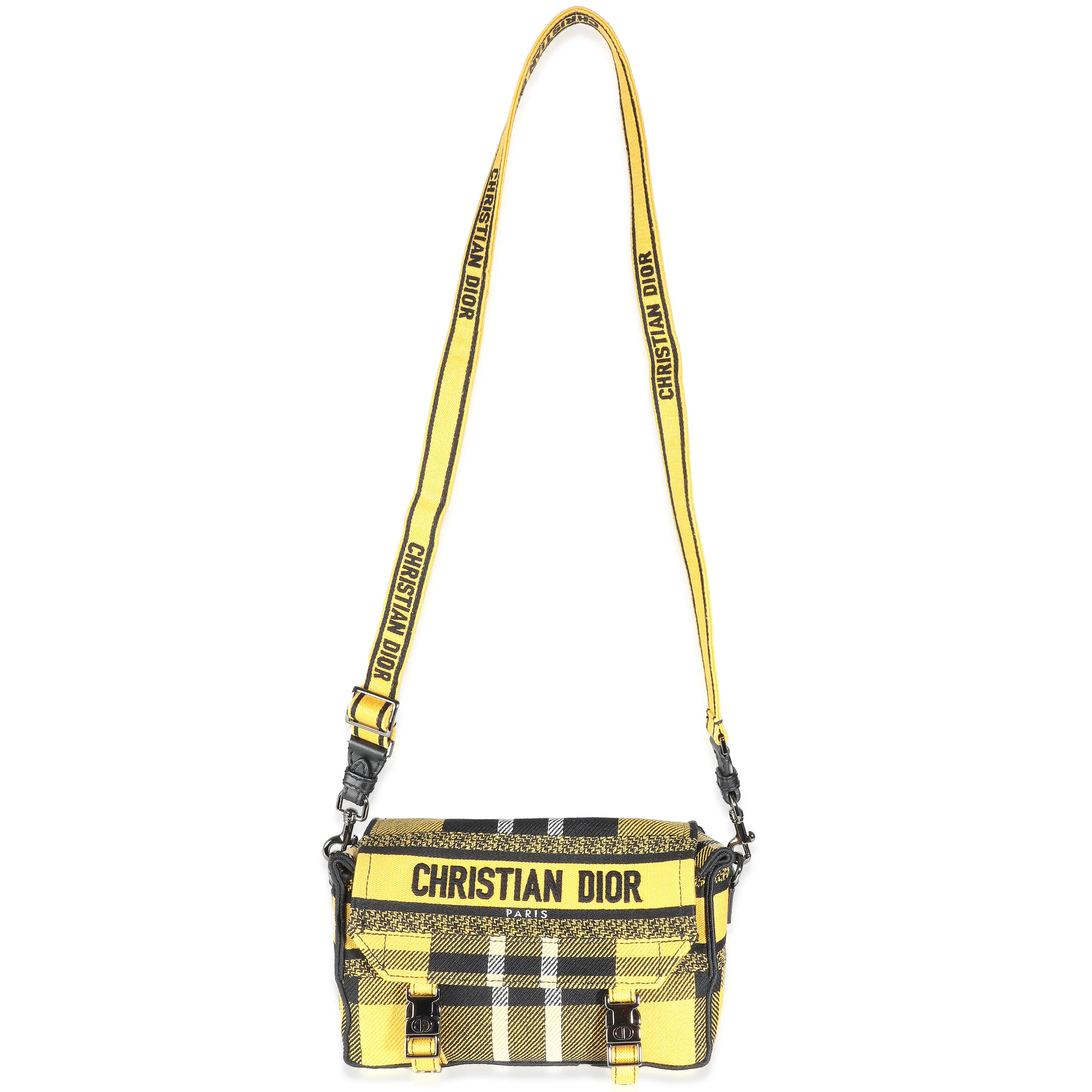Yellow Tartan Canvas Small Diorcamp Messenger - Image 8