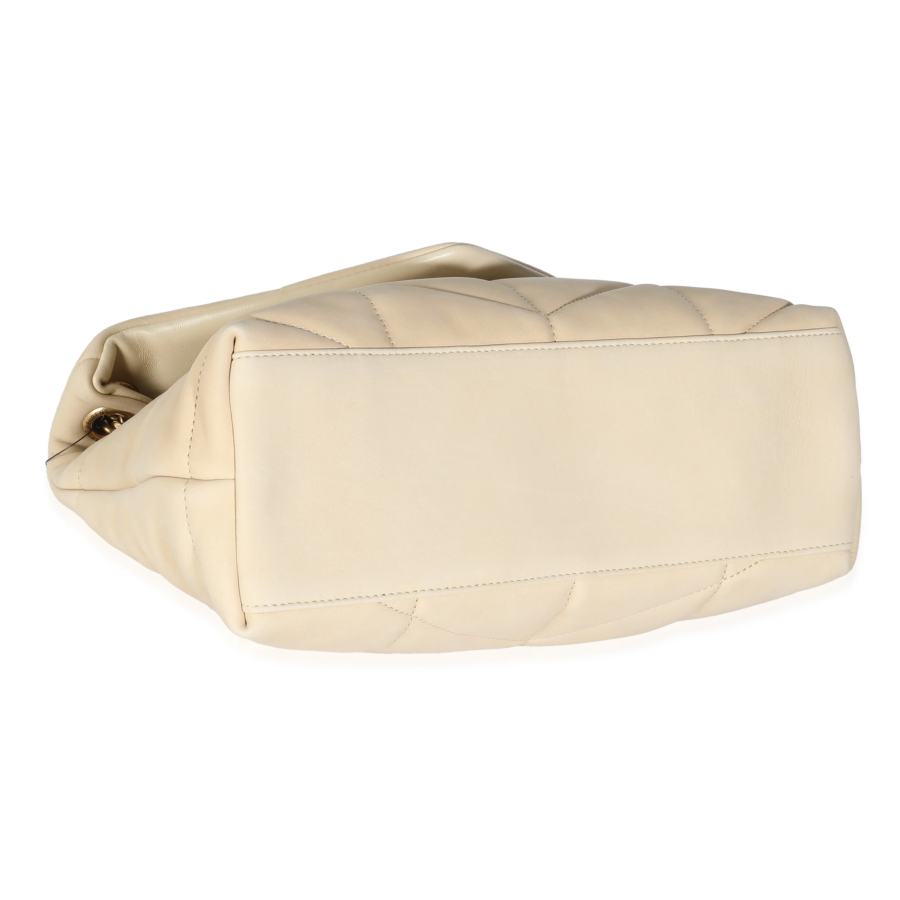 Beige Quilted Nubuck Small Puffer Chain Bag - Image 6