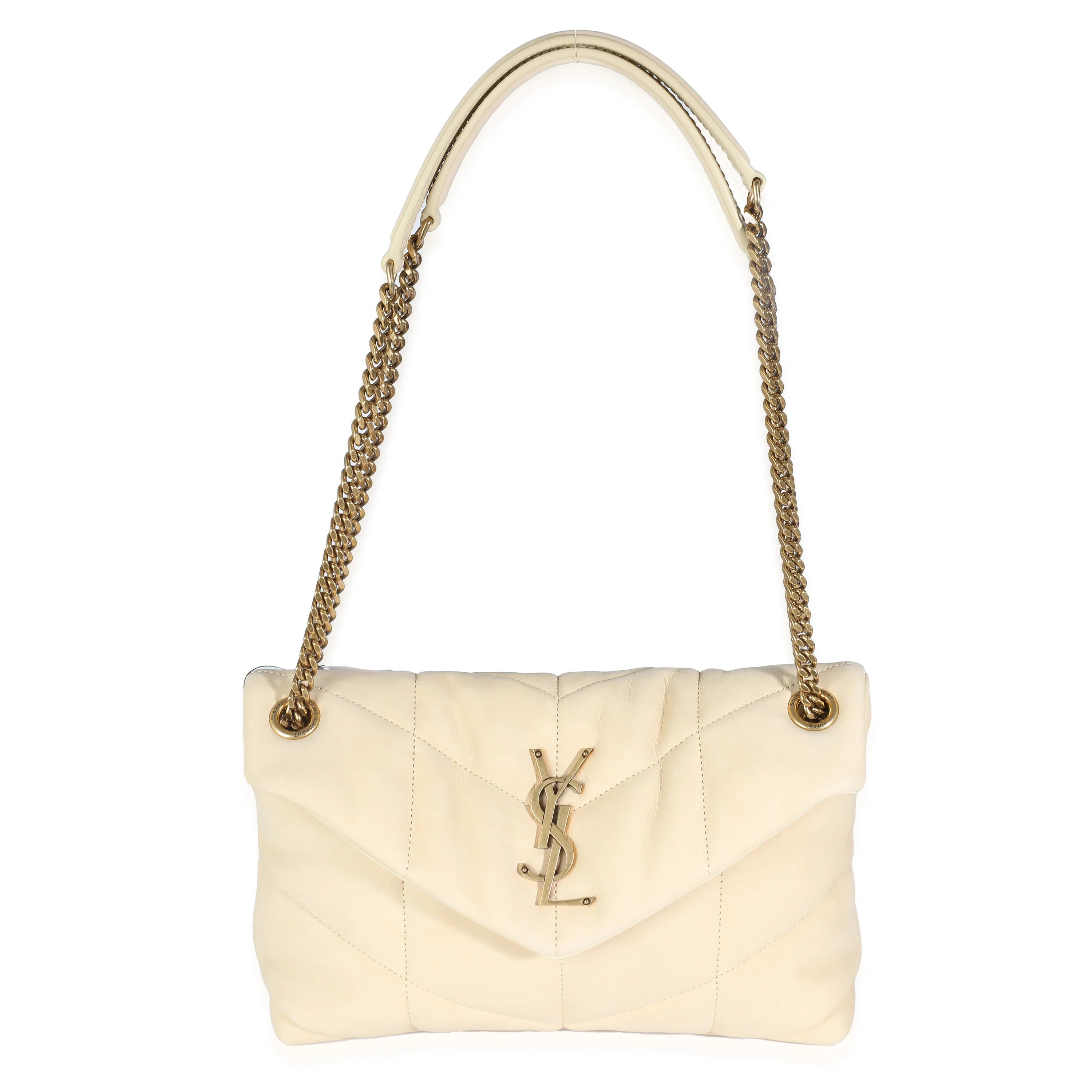 Beige Quilted Nubuck Small Puffer Chain Bag - Image 8