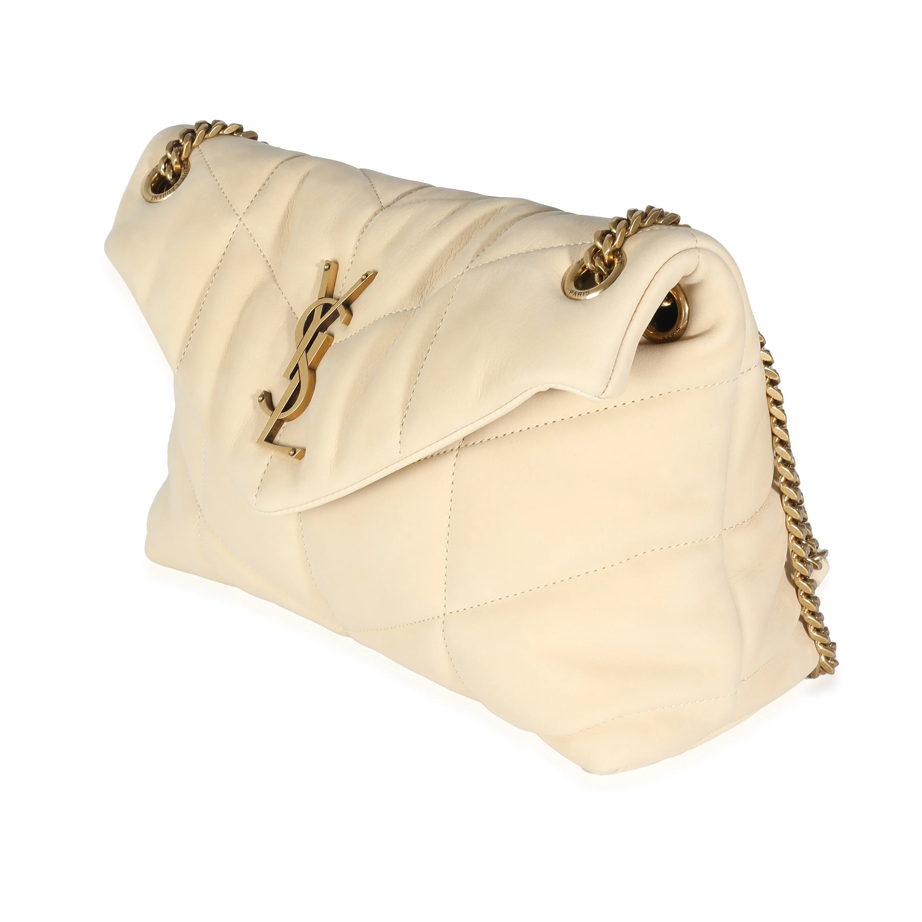 Beige Quilted Nubuck Small Puffer Chain Bag - Image 2