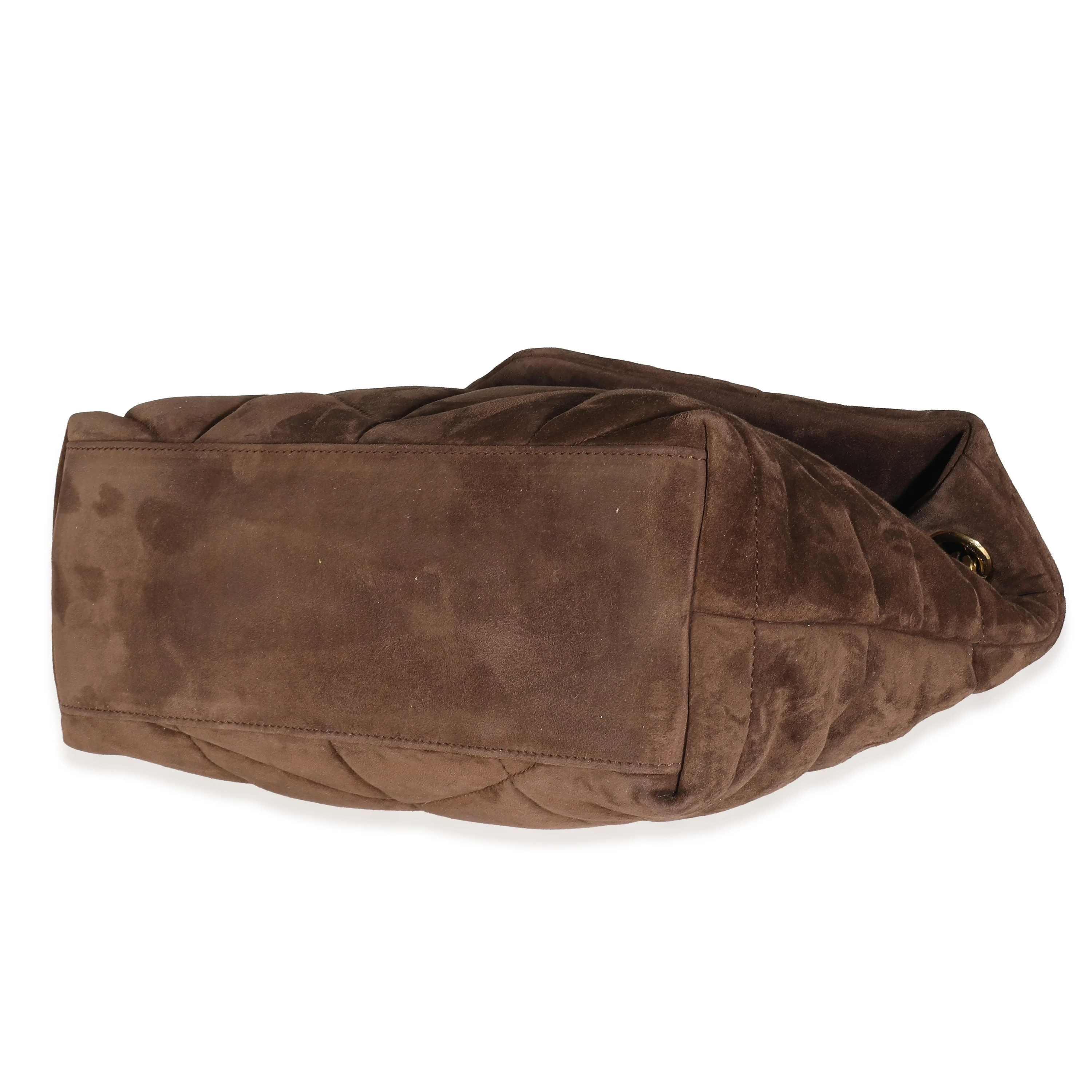 Brown Quilted Suede Small Puffer Bag - Image 4