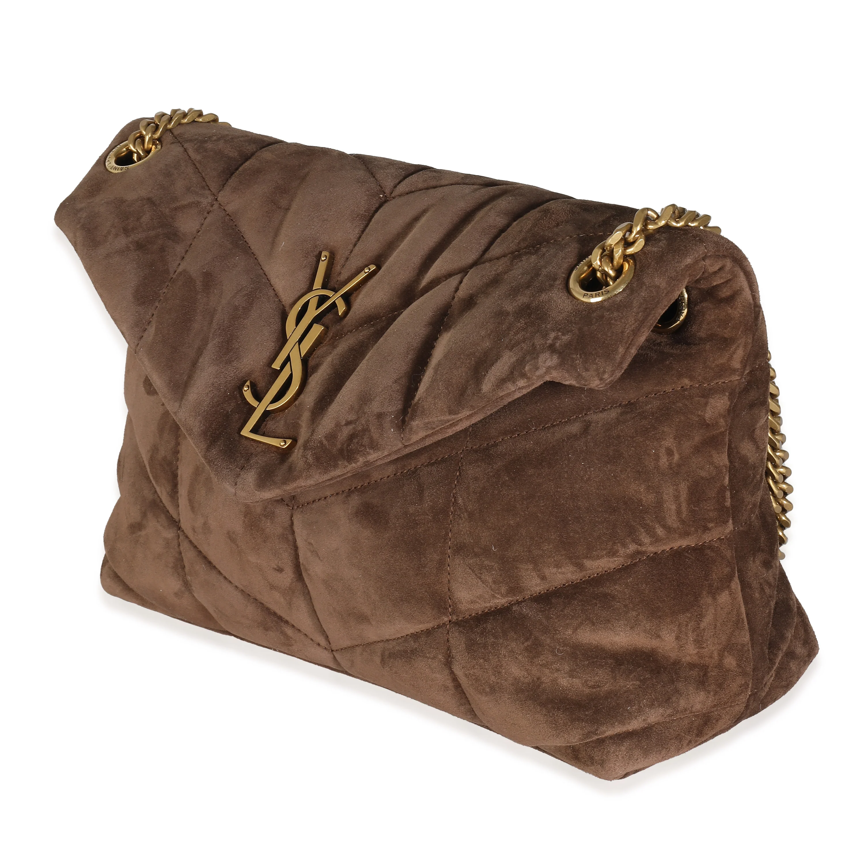 Brown Quilted Suede Small Puffer Bag - Image 2