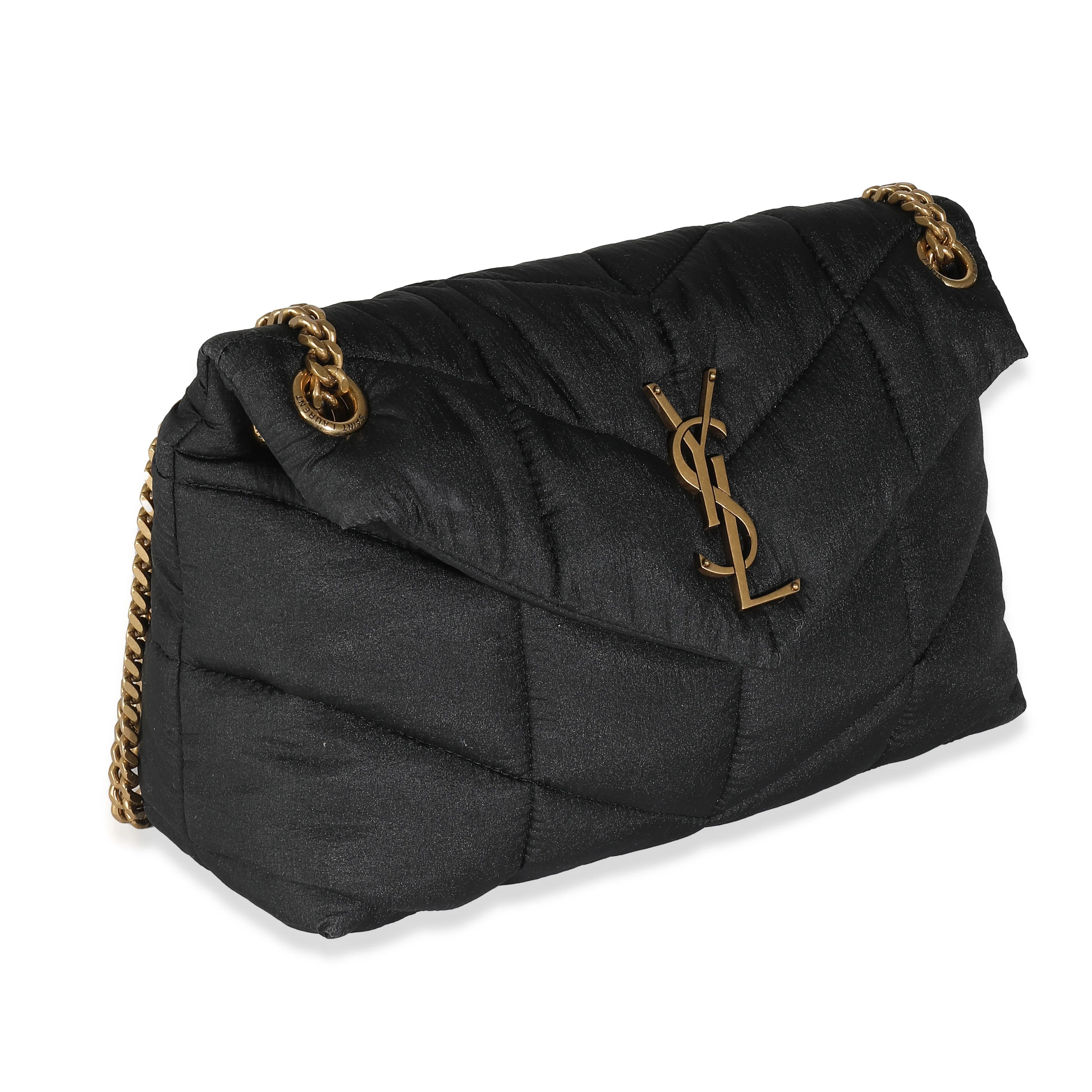 Black Quilted Nylon Small Lou Puffer Chain Bag - Image 3