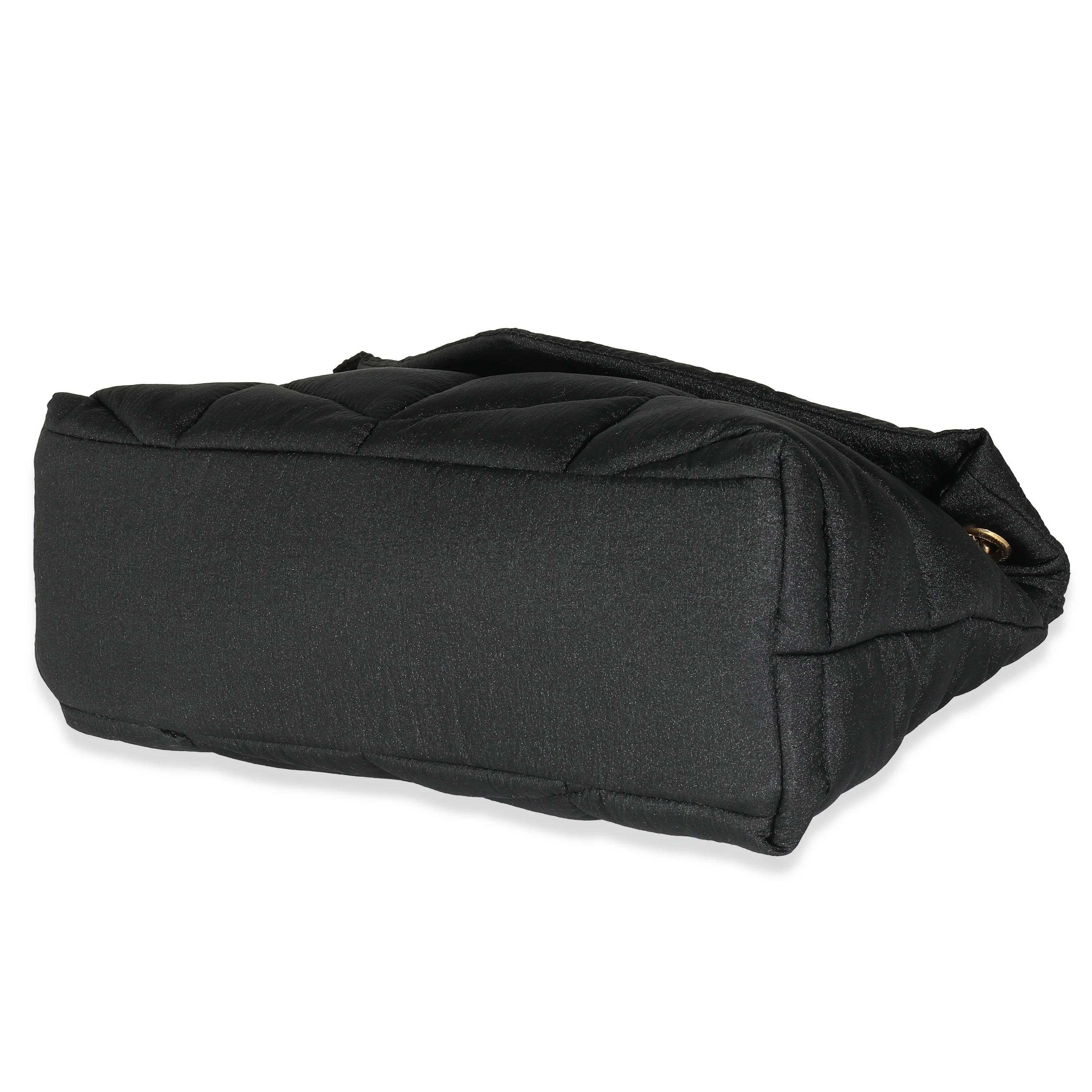 Black Quilted Nylon Small Lou Puffer Chain Bag - Image 7
