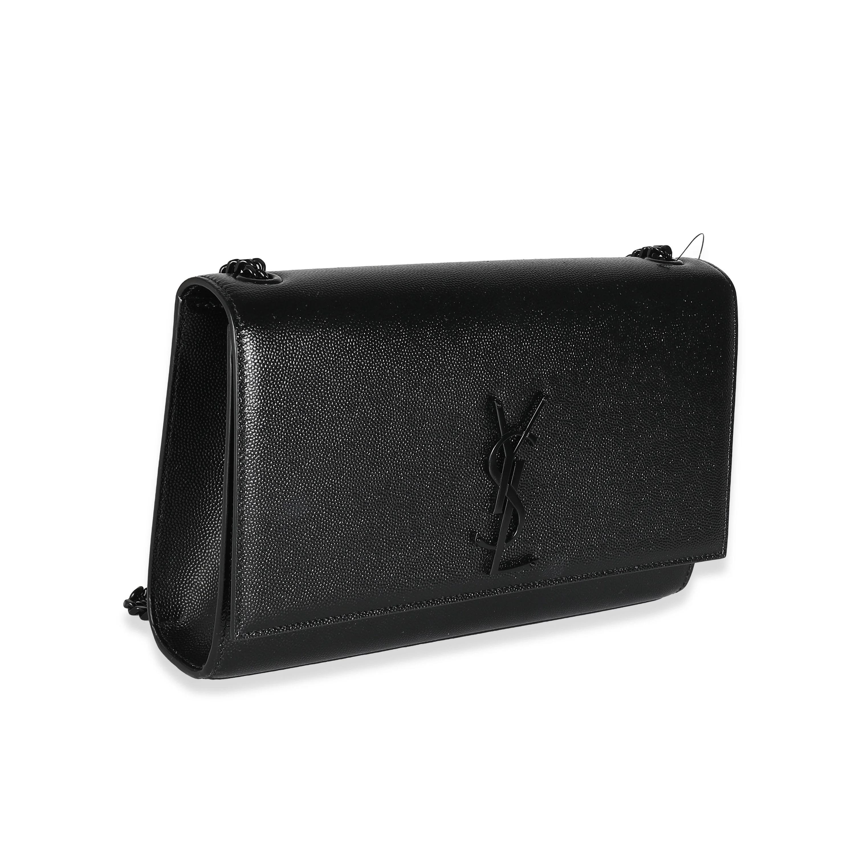Black Grain De Poudre Monochrome Medium Kate Chain Bag - Image 3