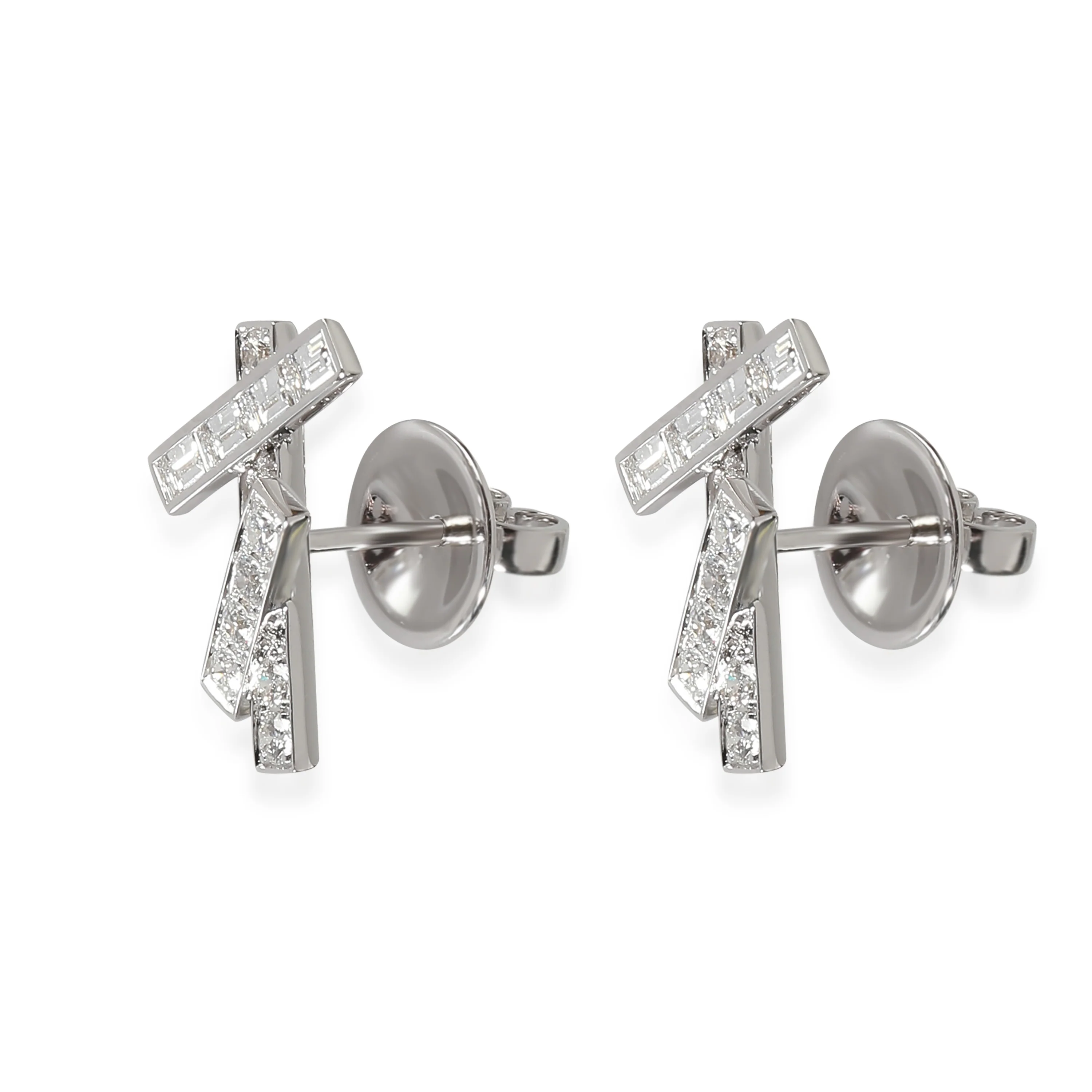 Threads Diamond Mini Earrings in 18K White Gold 0.85 Ctw - Image 2