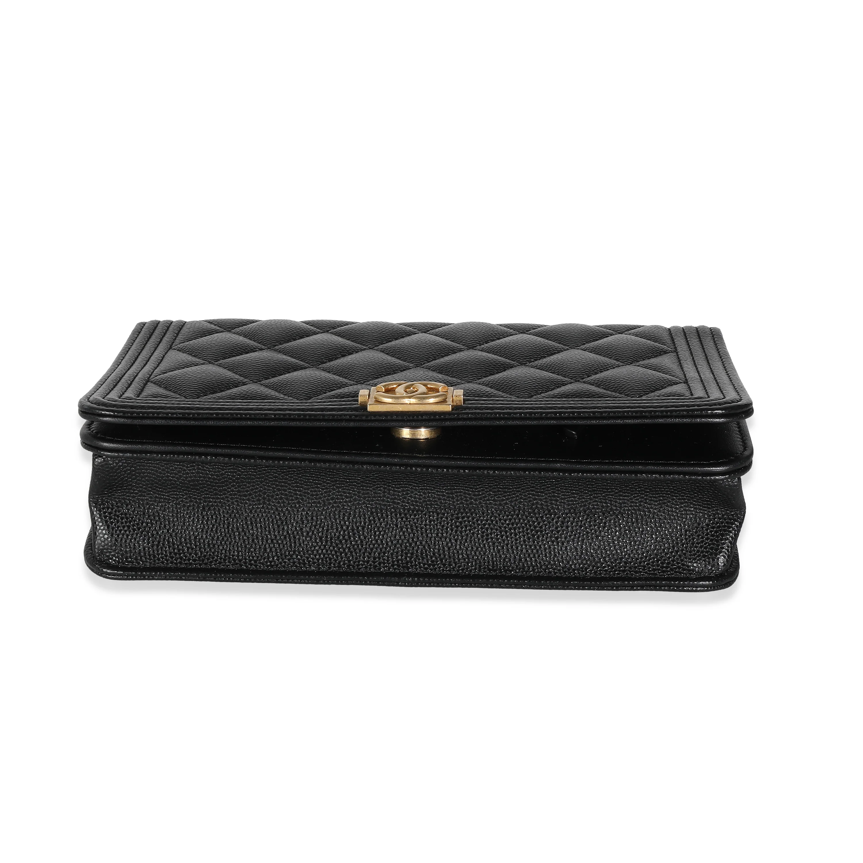 Black Quilted Caviar Boy Wallet On Chain - Image 6