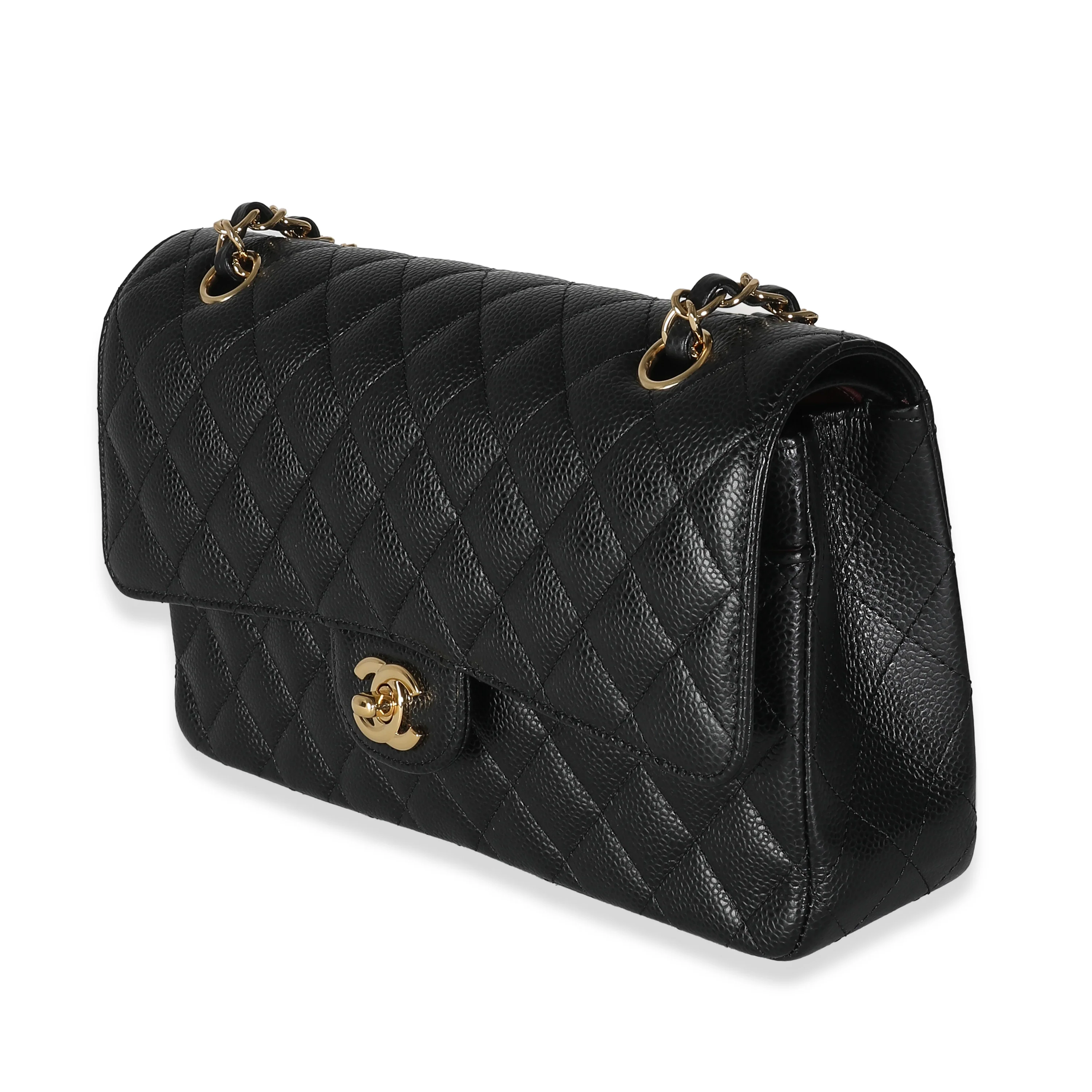 Black Quilted Caviar Medium Classic Double Flap Bag - Image 2