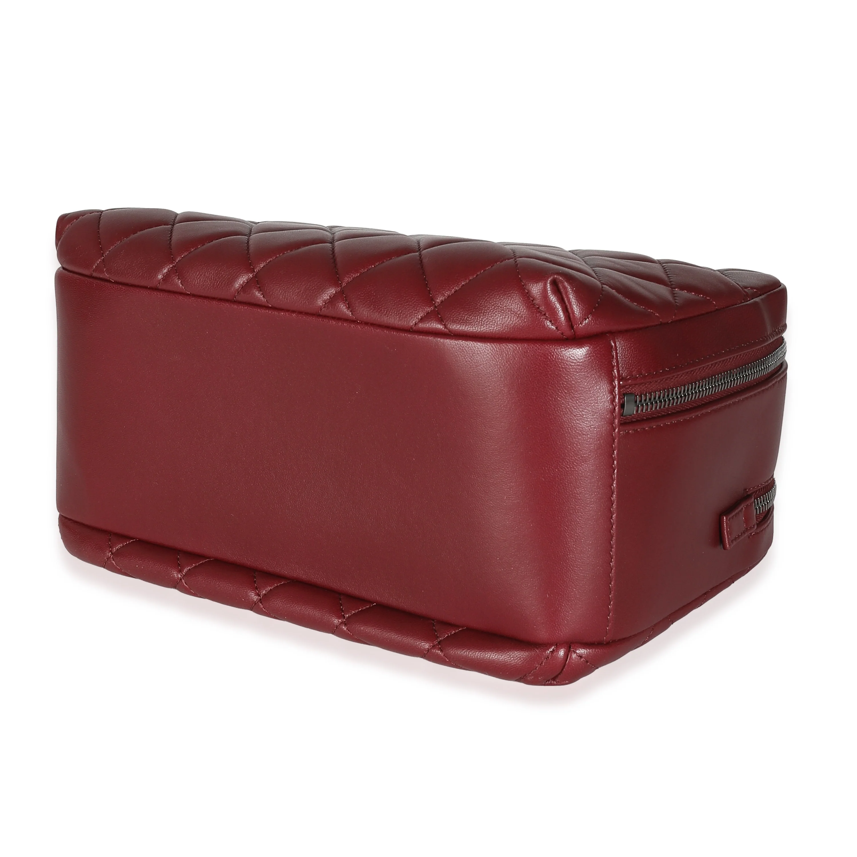 Burgundy Quilted Lambskin Medium Trendy CC Bowling Bag - Image 6