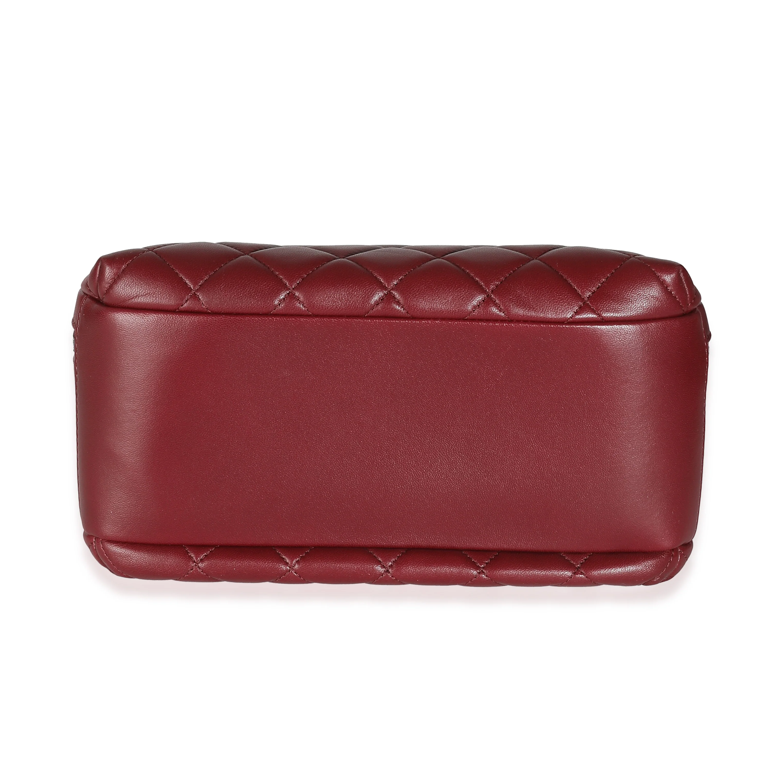 Burgundy Quilted Lambskin Medium Trendy CC Bowling Bag - Image 7