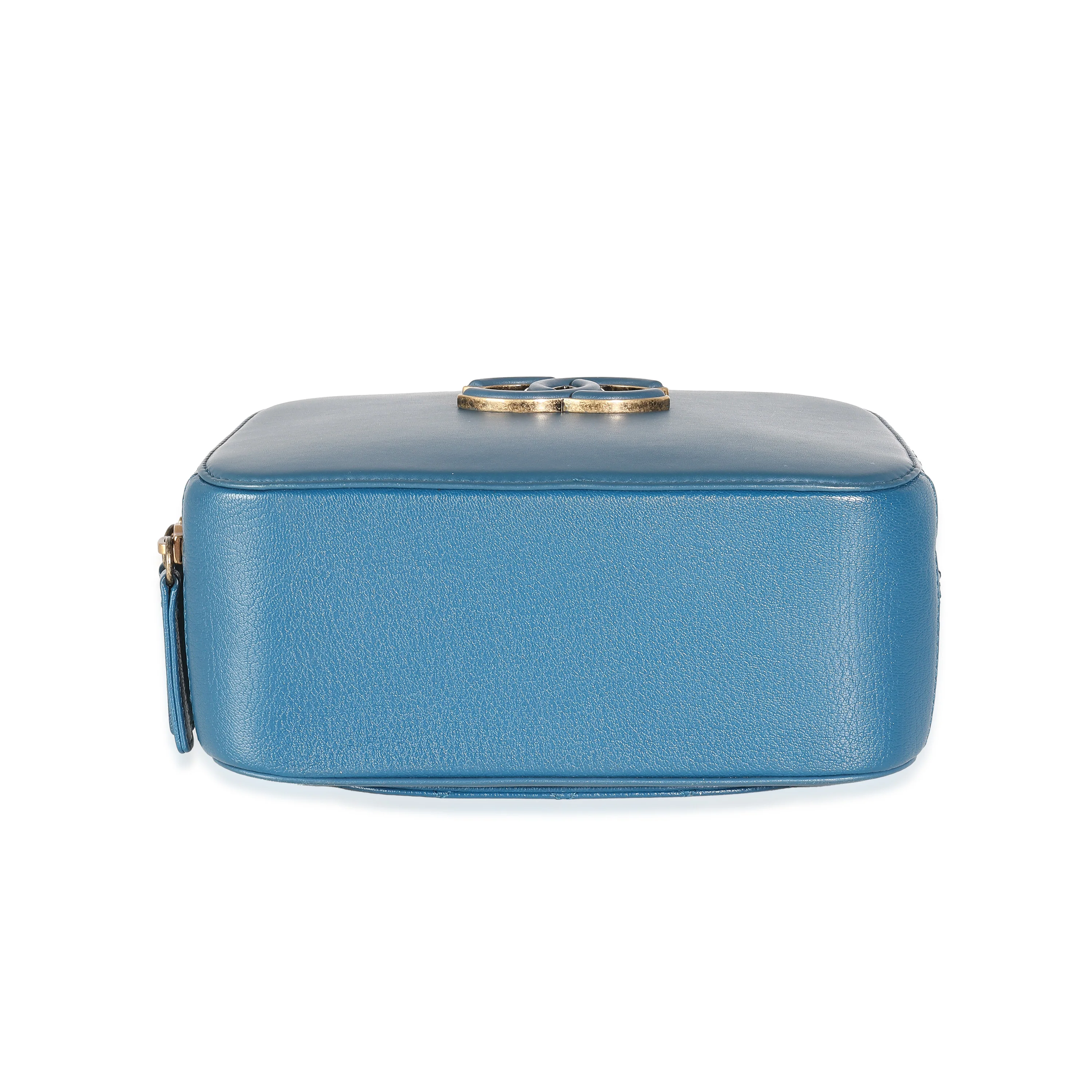 Blue Calfskin Quilted Goatskin Coco Curve Vanity Case - Image 5