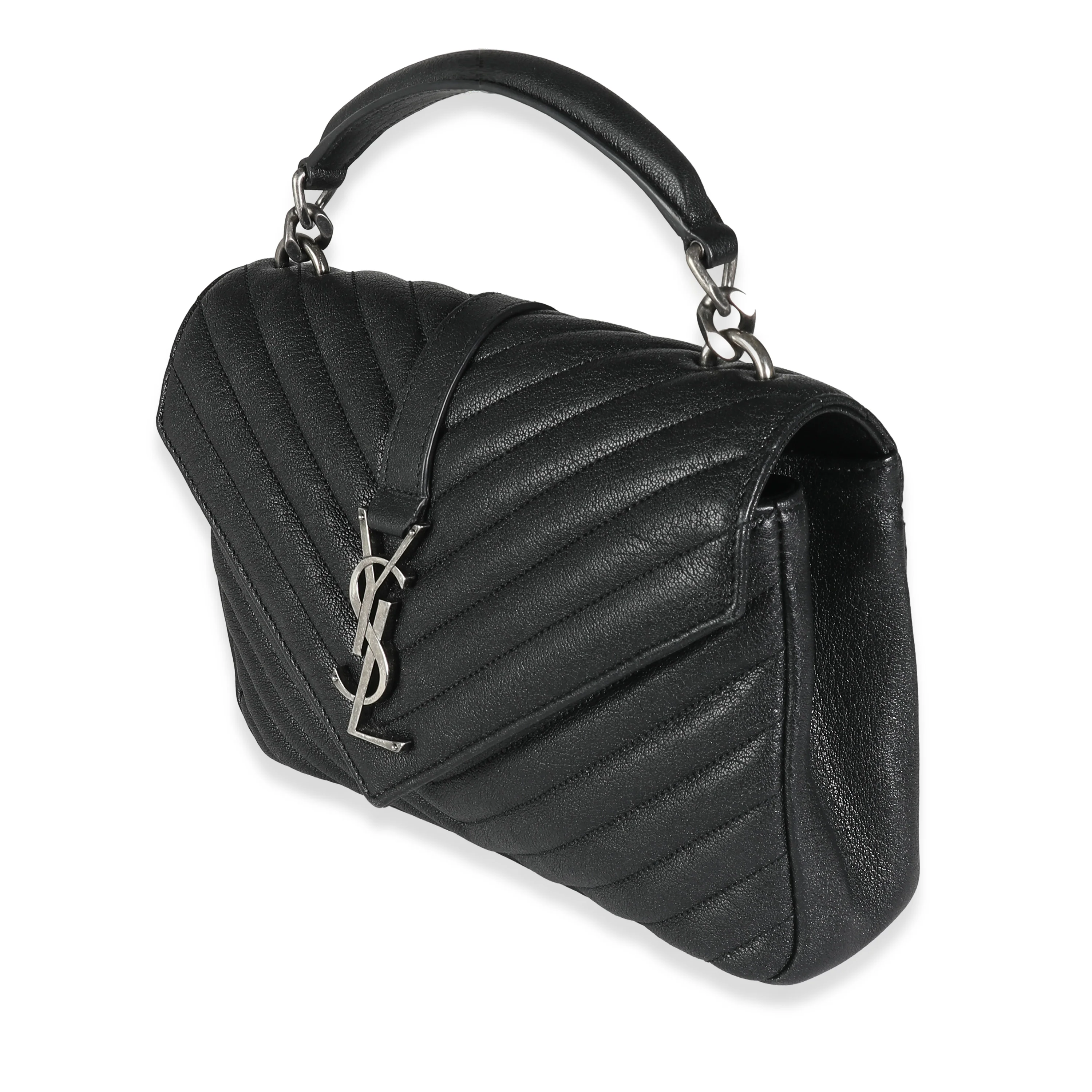 Black Matelasse Chevron Lambskin Medium College Bag - Image 2