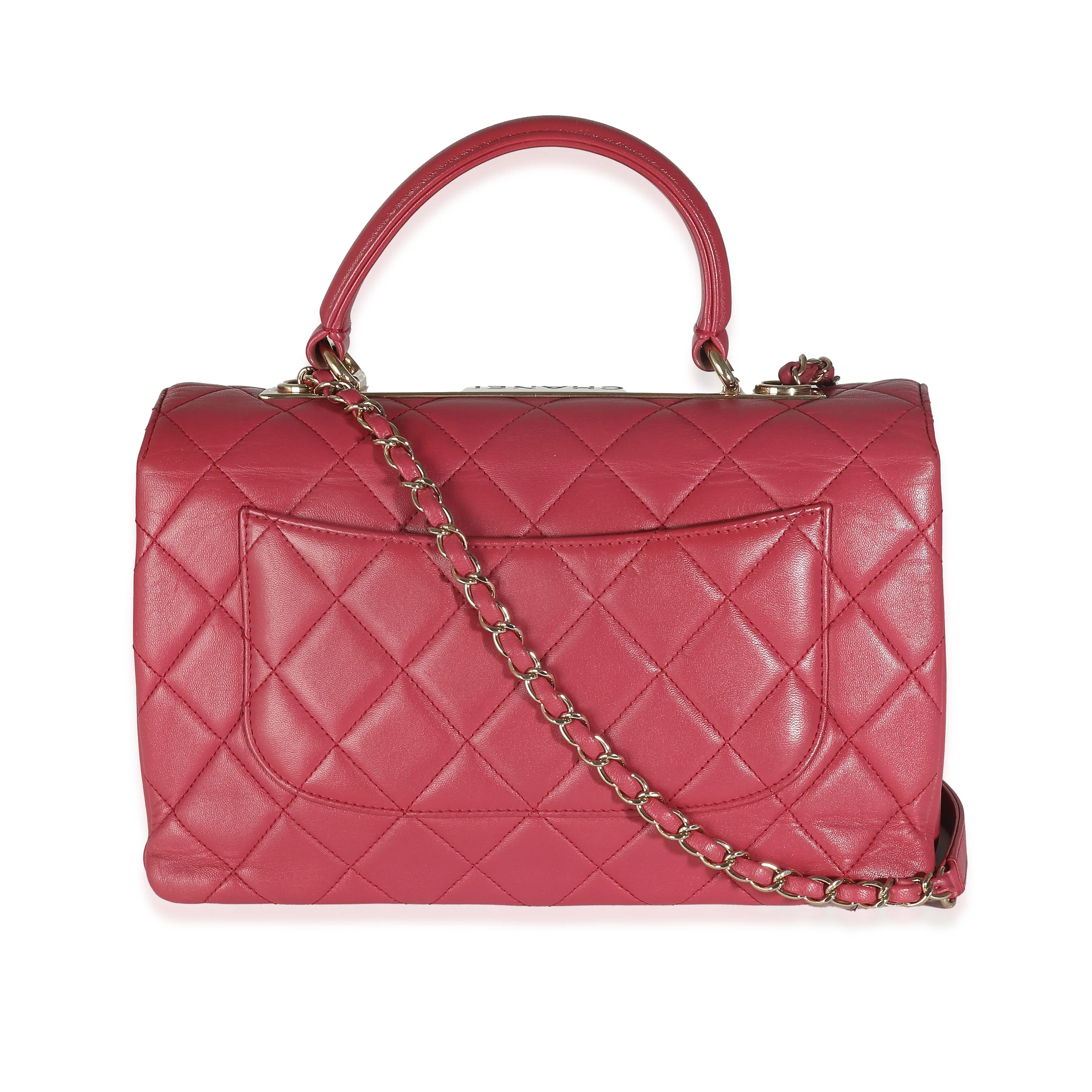 Pink Quilted Lambskin Medium Trendy CC Top Handle Bag - Image 5