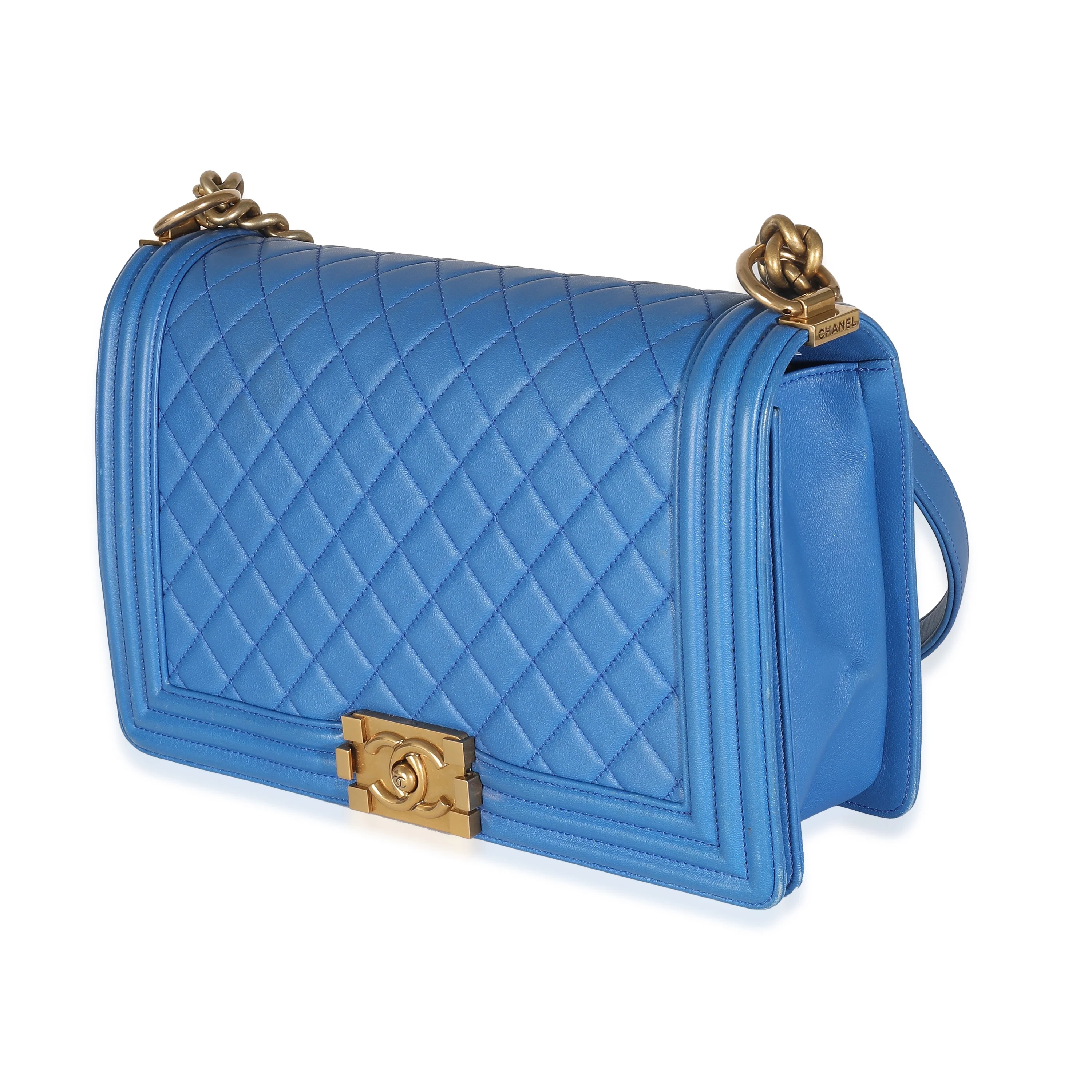 Blue Quilted Lambskin New Medium Boy Bag - Image 2