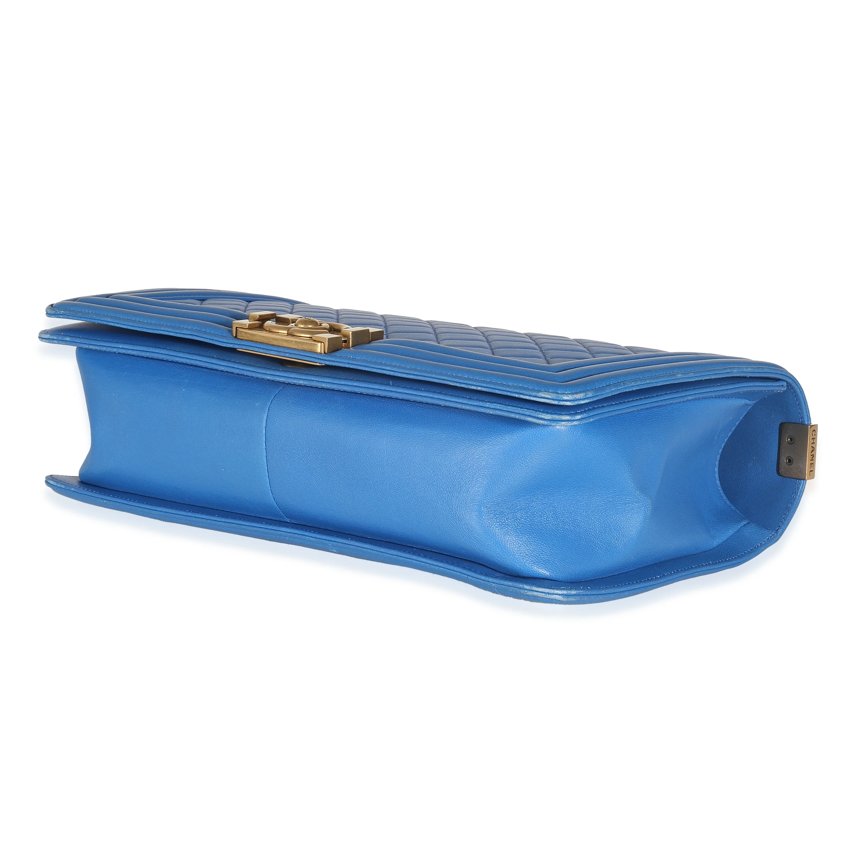 Blue Quilted Lambskin New Medium Boy Bag - Image 6