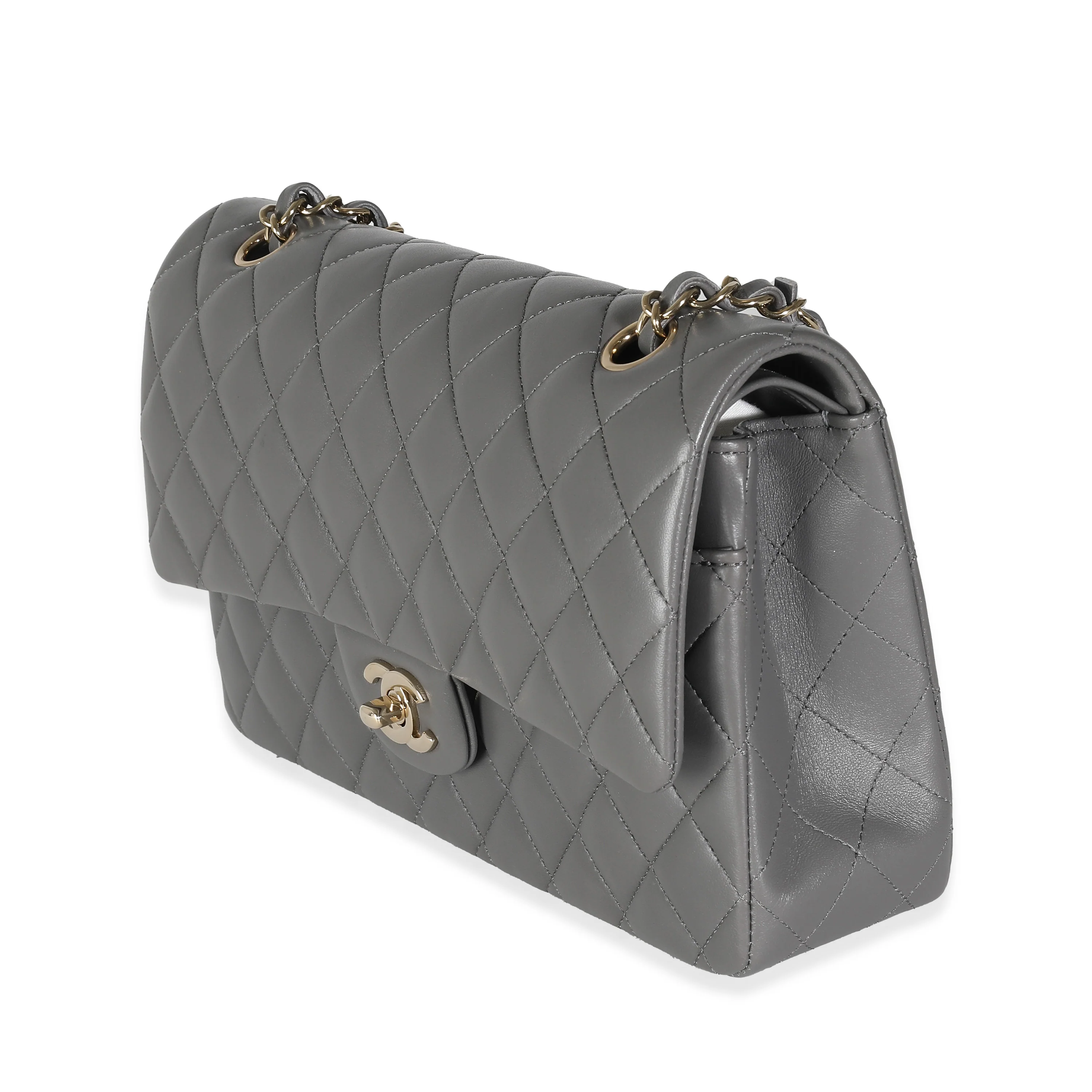 22A Grey Quilted Lambskin Medium Classic Double Flap Bag - Image 2