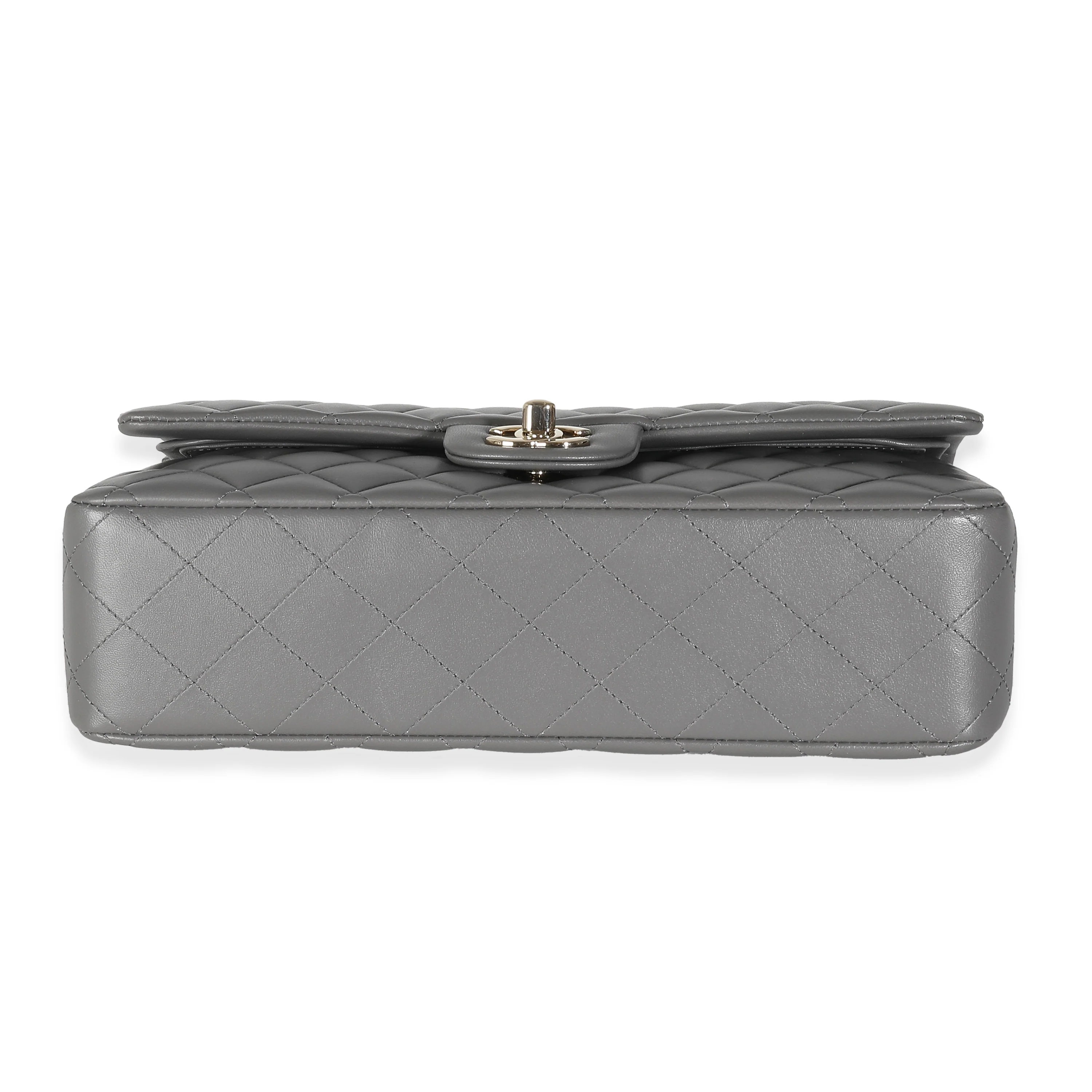 22A Grey Quilted Lambskin Medium Classic Double Flap Bag - Image 7