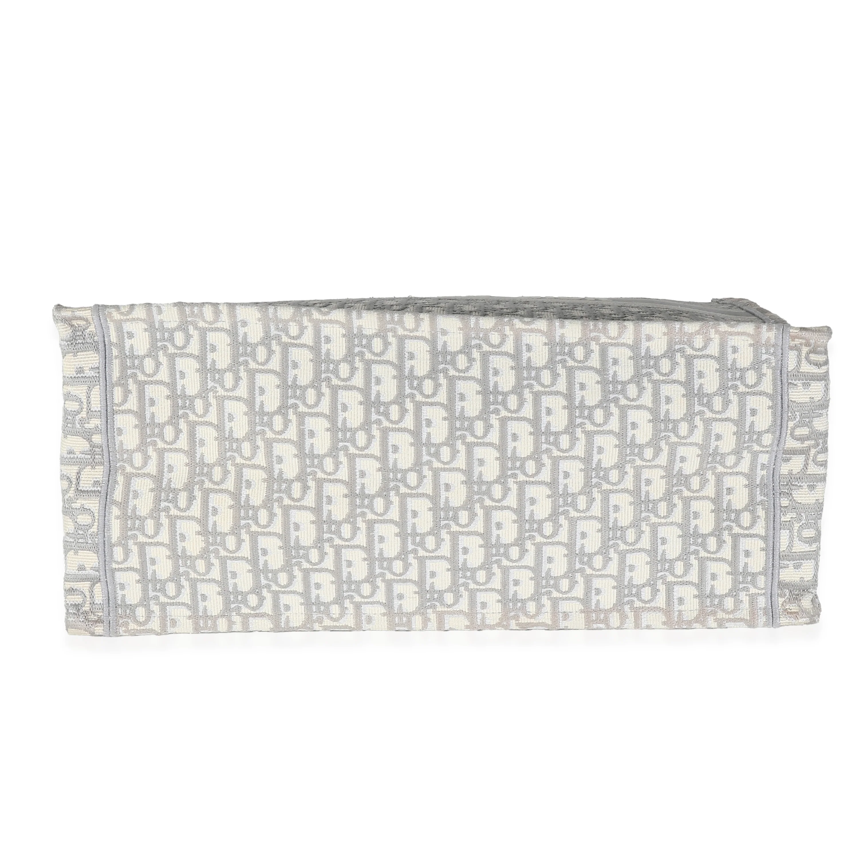 Ecru Gray Oblique Jacquard Large Book Tote - Image 7