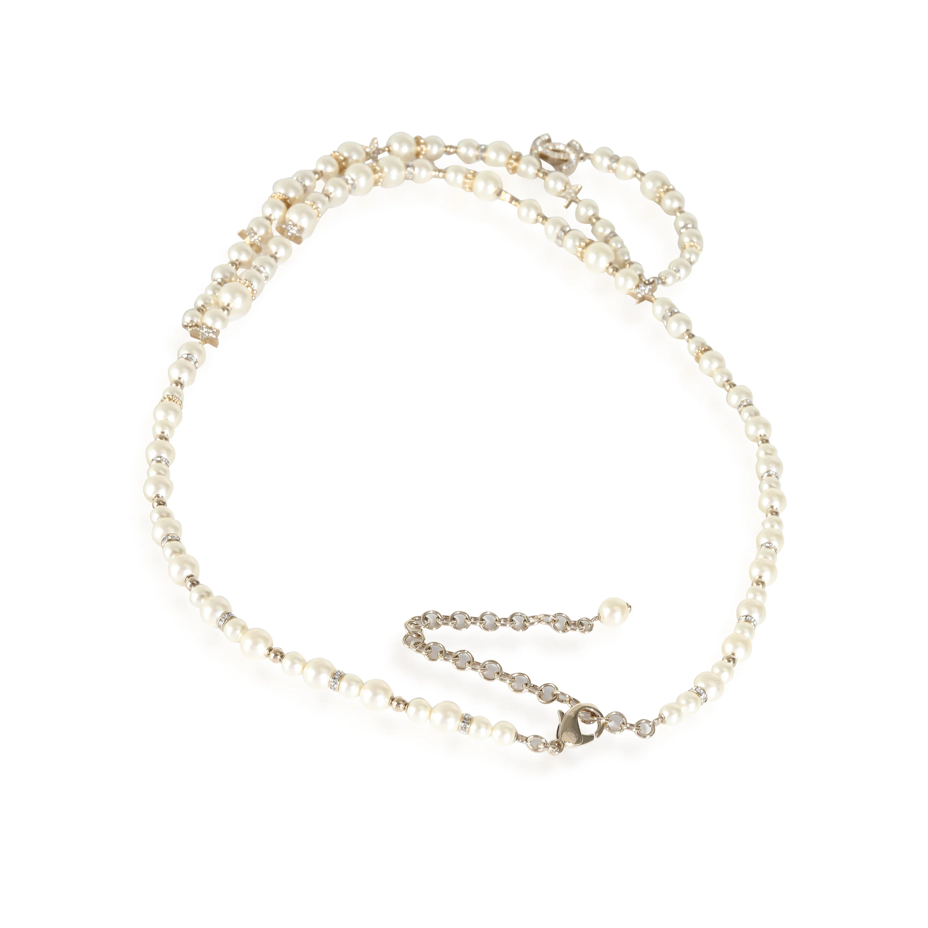 2023 Faux Pearl and Strass Necklace with Stars and CC - Image 3