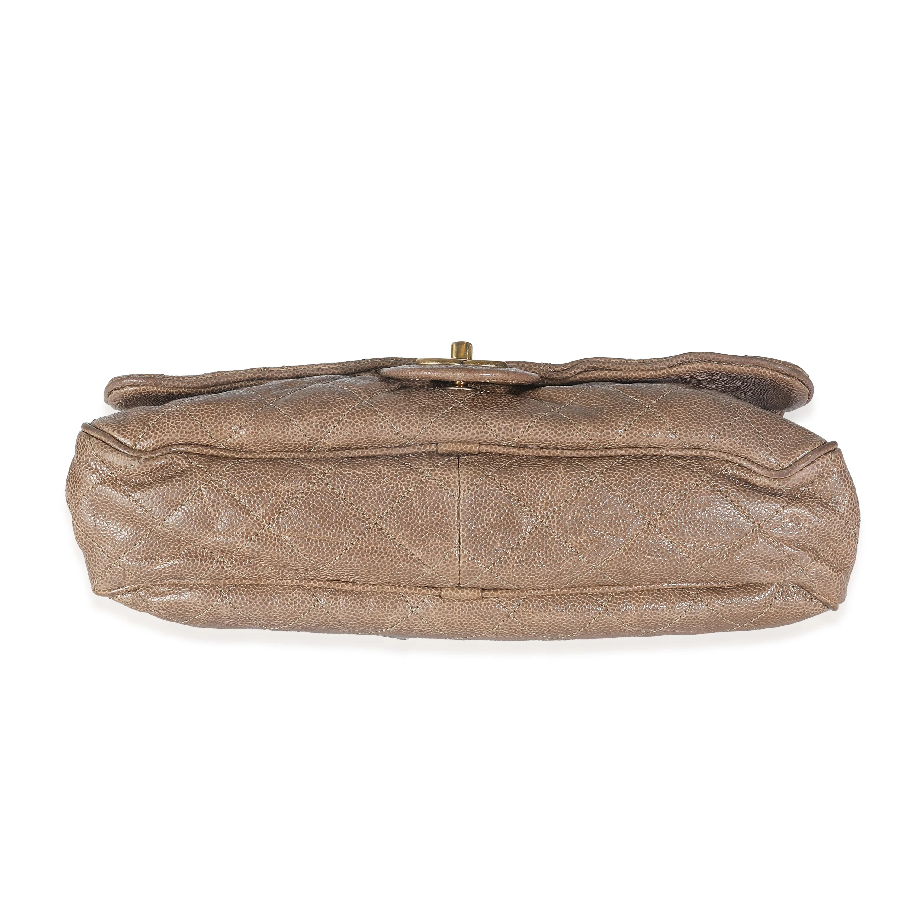 Brown Quilted Glazed Caviar Large Shiva Flap Bag - Image 7