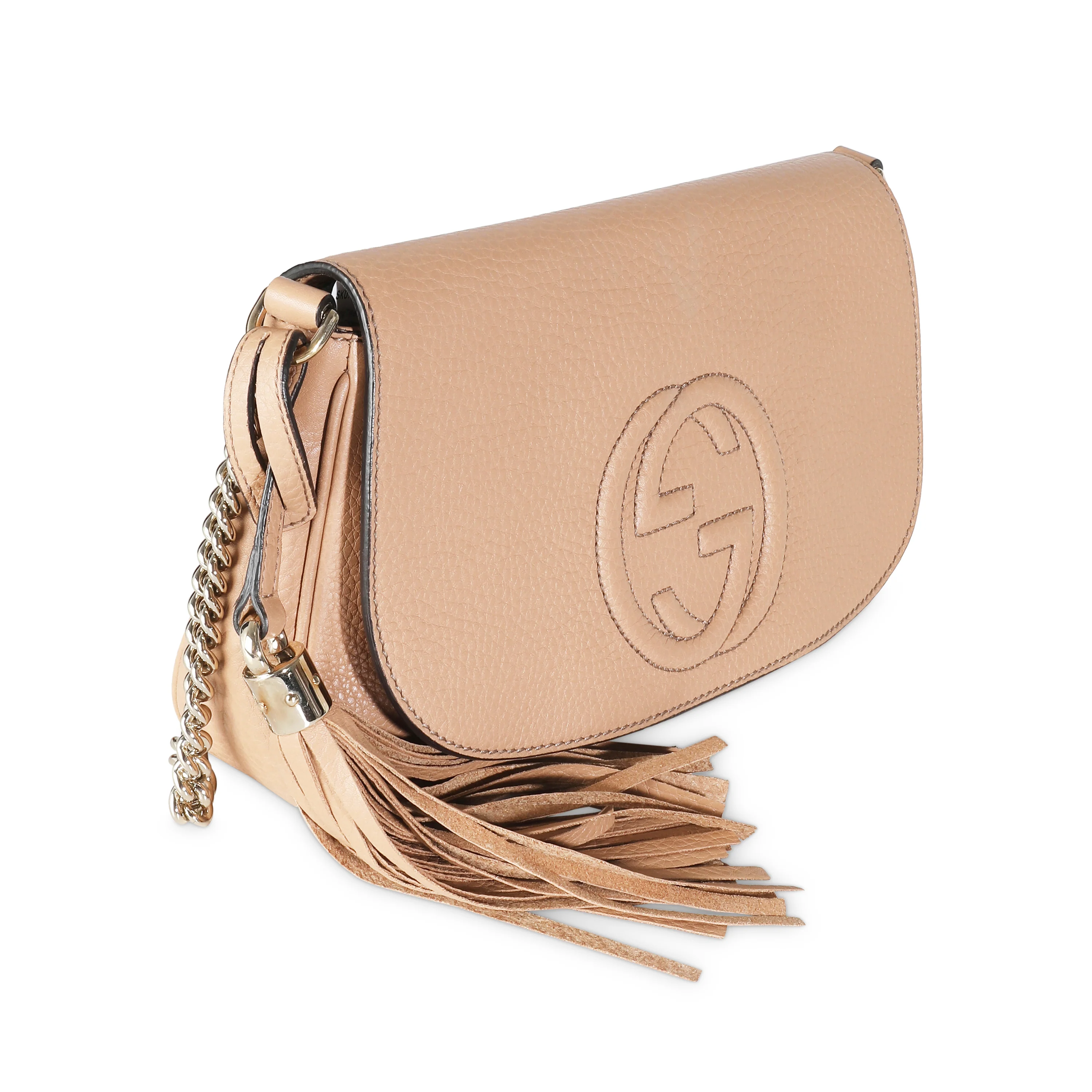 Beige Leather Medium Soho Chain Crossbody - Image 3