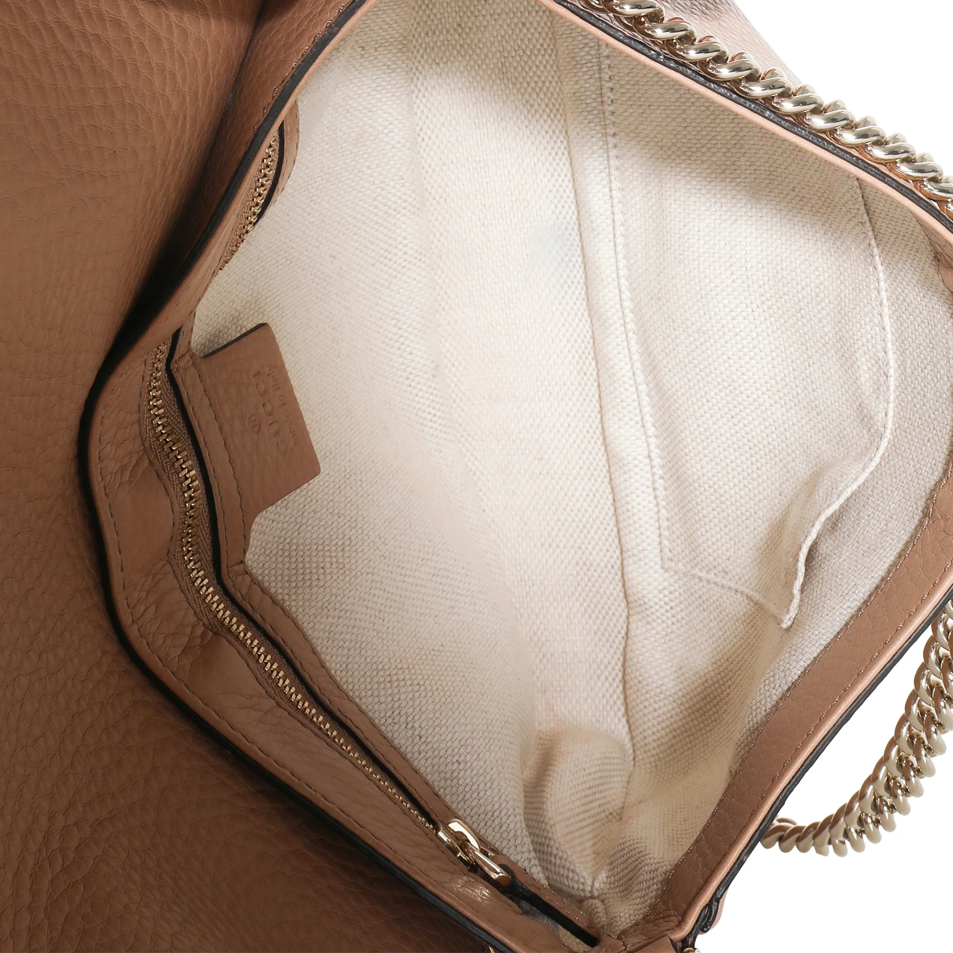 Beige Leather Medium Soho Chain Crossbody - Image 9