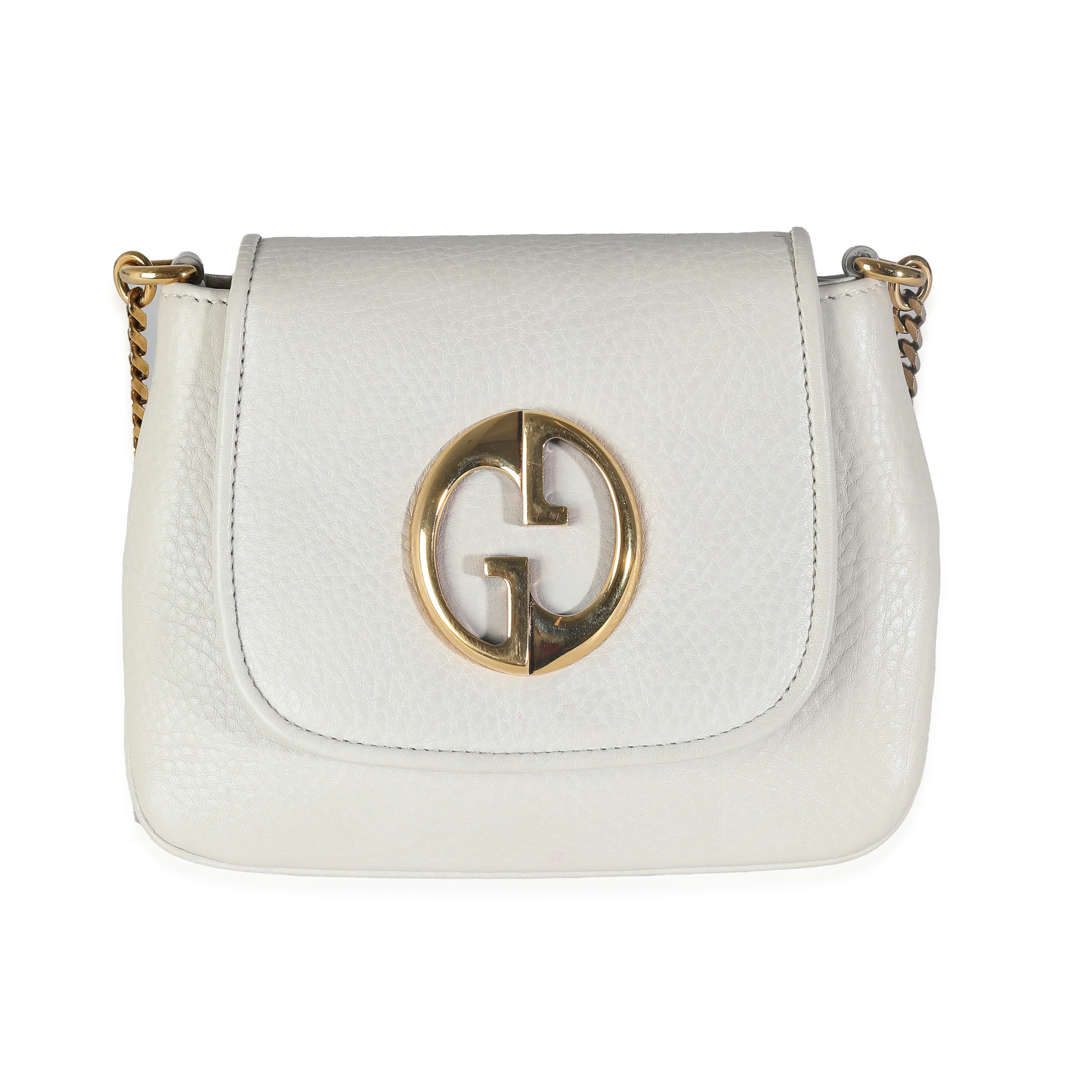 White Pebbled Calfskin Small 1973 Chain Bag