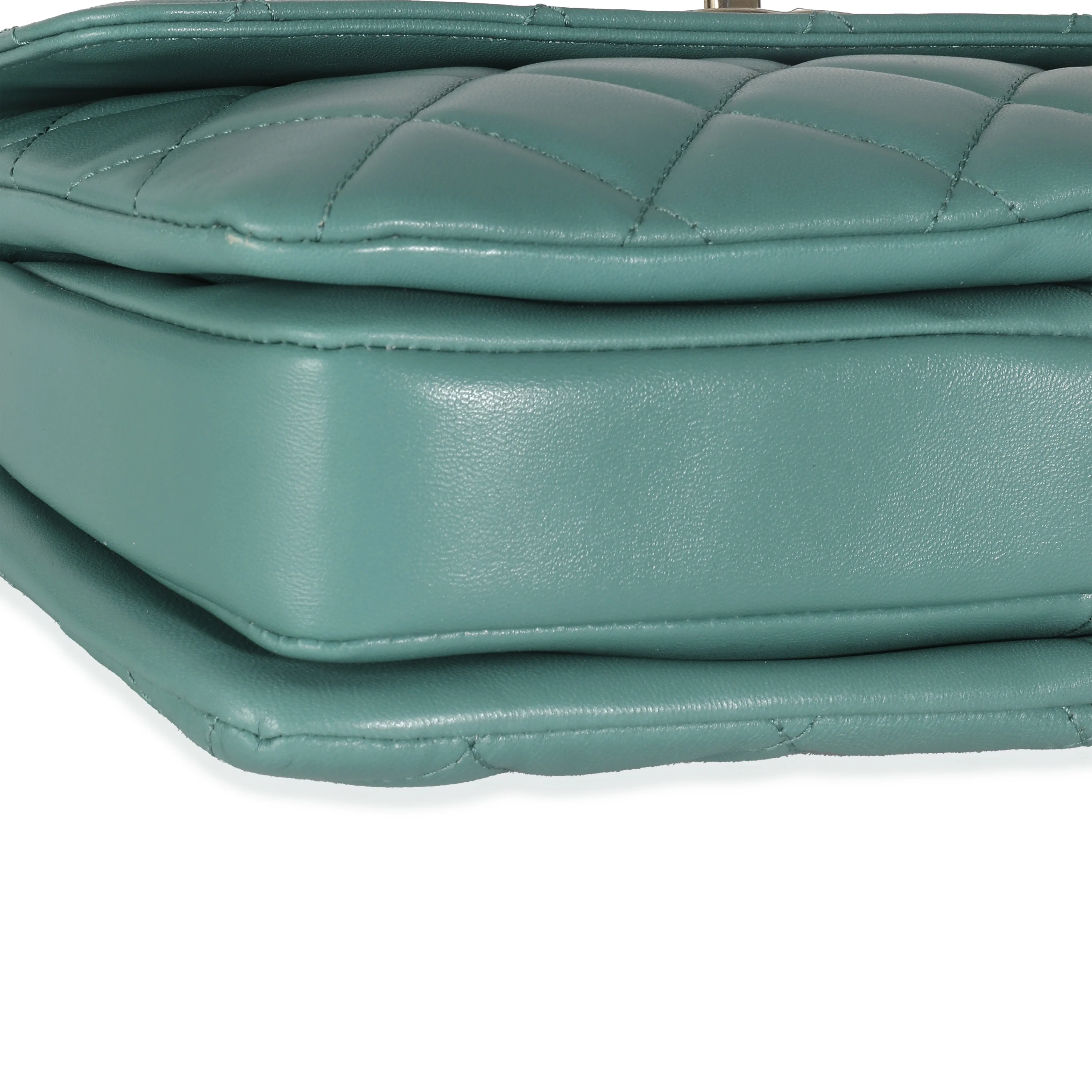 Green Quilted Lambskin Small Trendy CC Dual Handle Flap Bag - Image 4