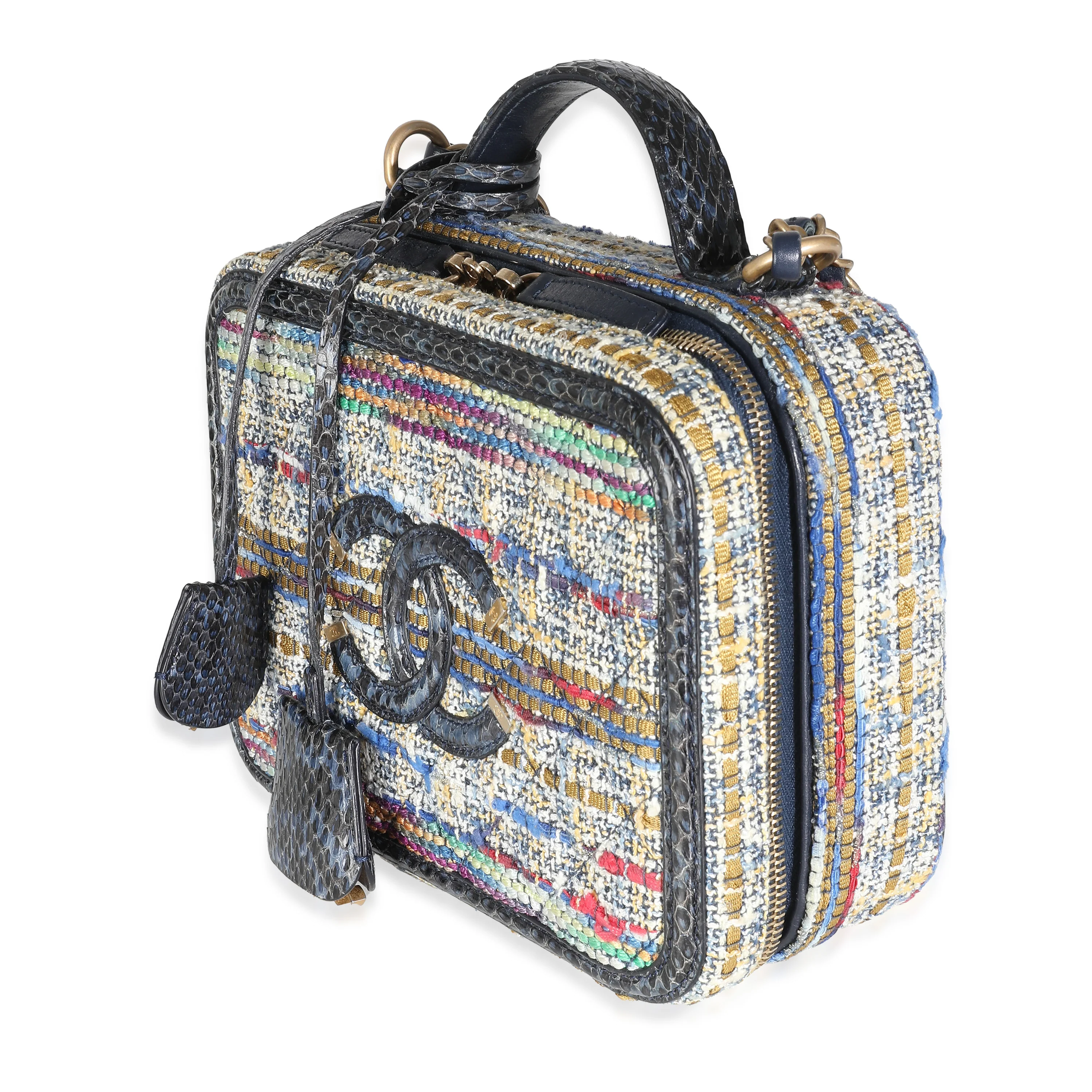 Multicolour Tweed Snakeskin Medium Filigree Vanity Case - Image 2