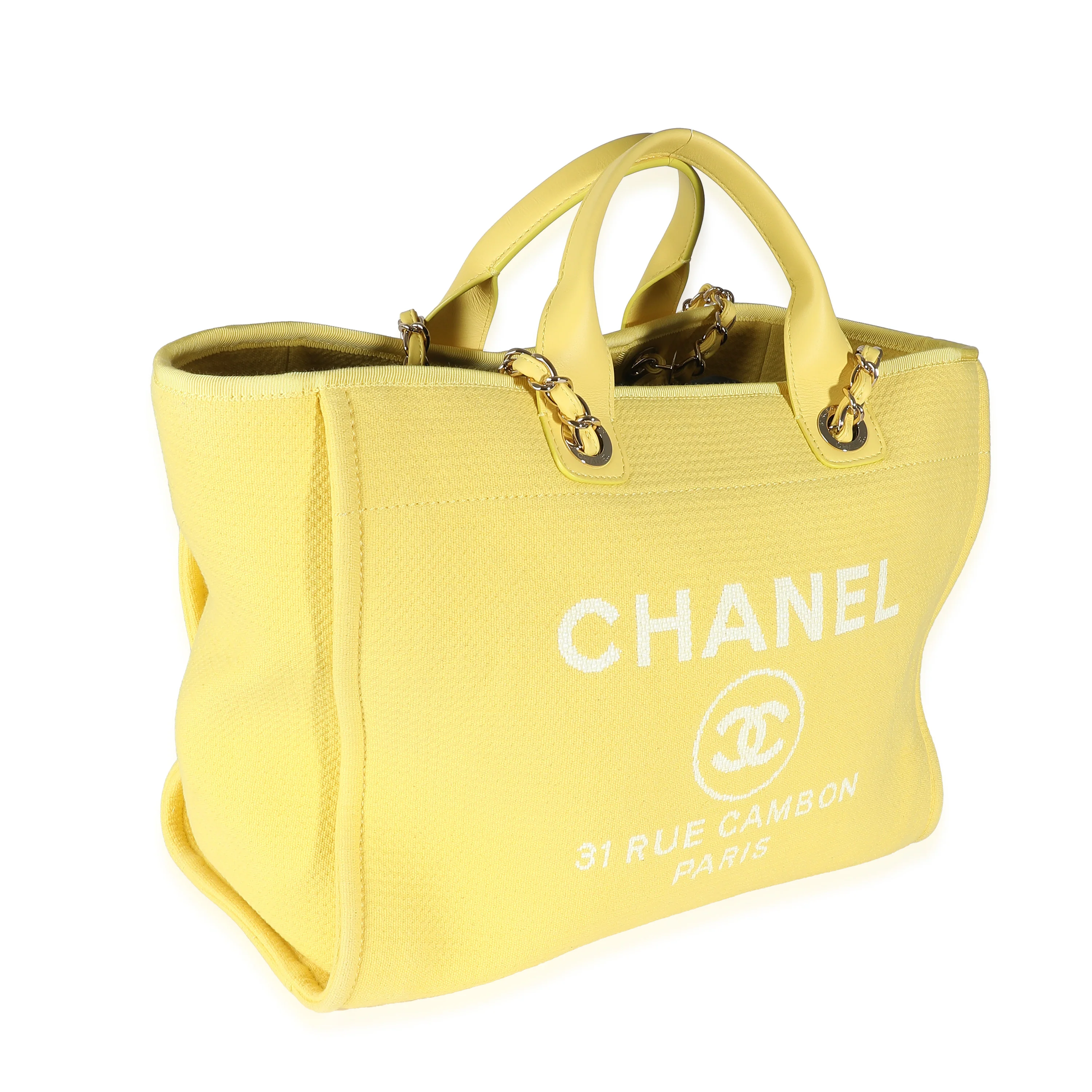 Yellow Mixed Fibers Medium Deauville Tote - Image 3