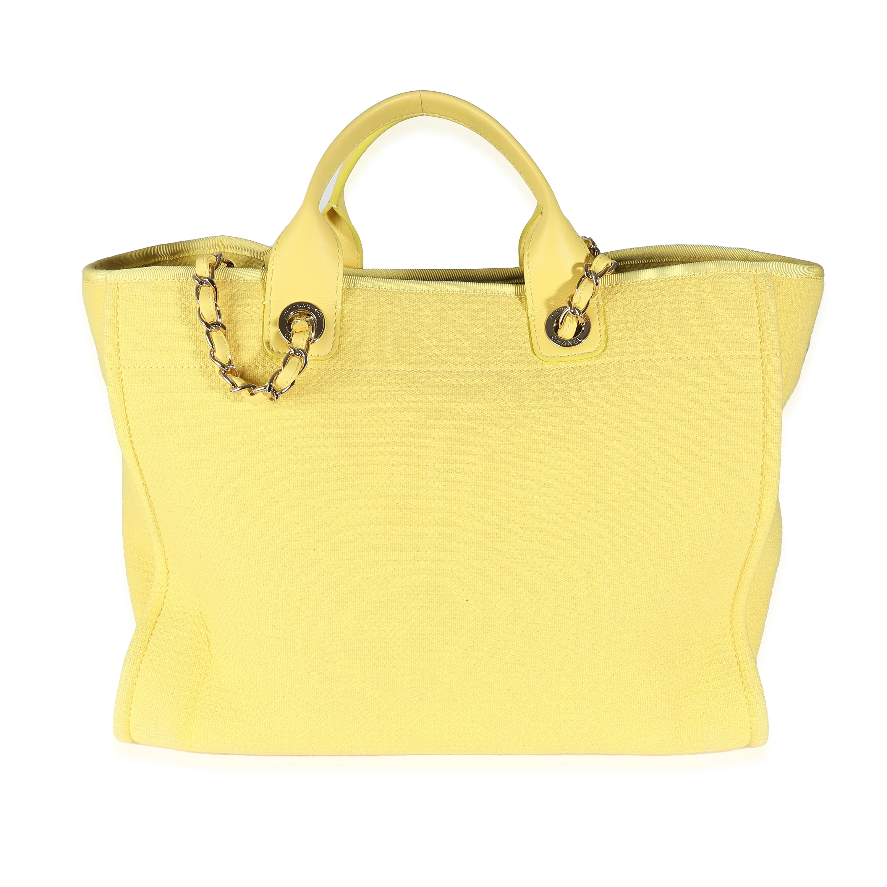 Yellow Mixed Fibers Medium Deauville Tote - Image 5