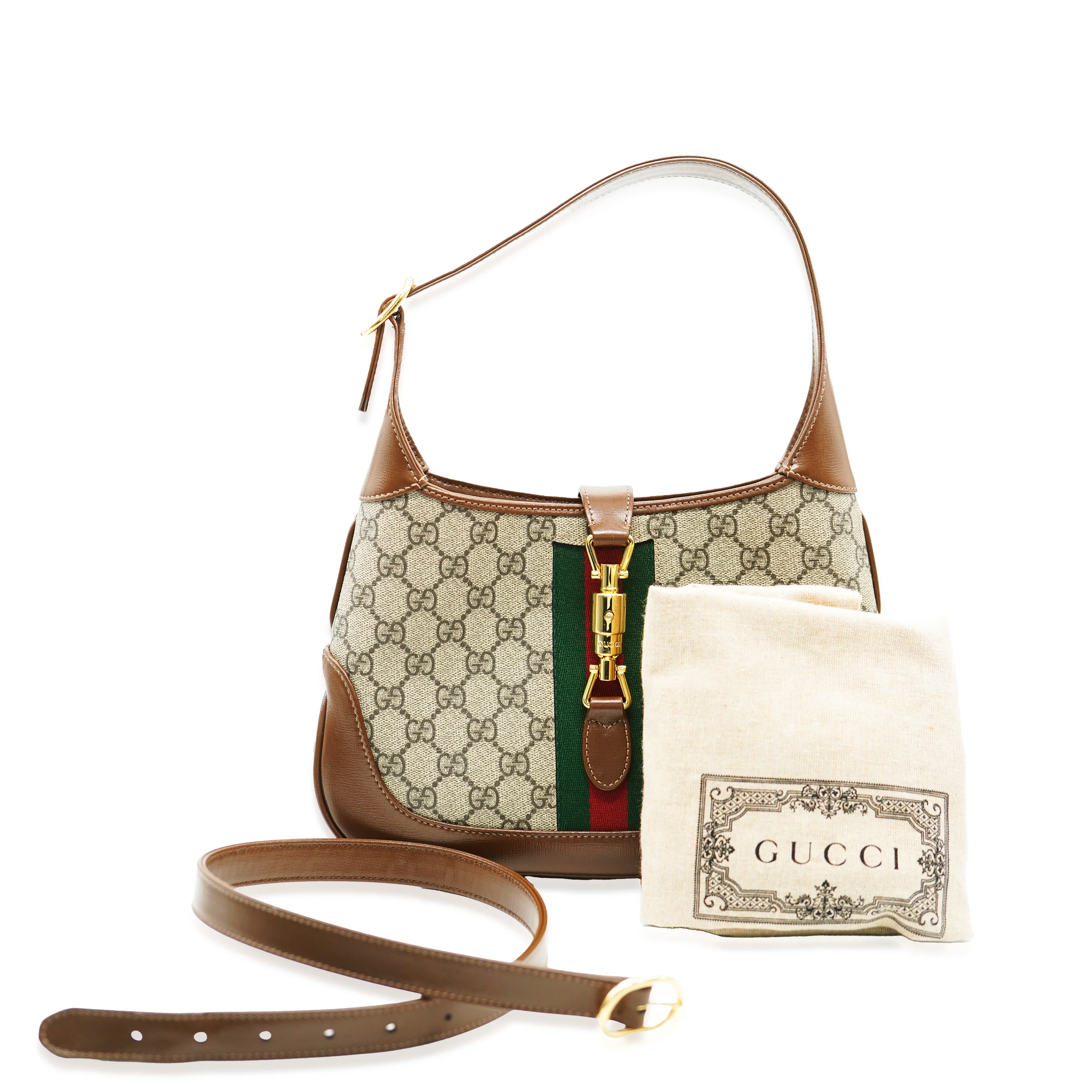 Brown Beige GG Canvas Small 1961 Jackie Hobo - Image 11