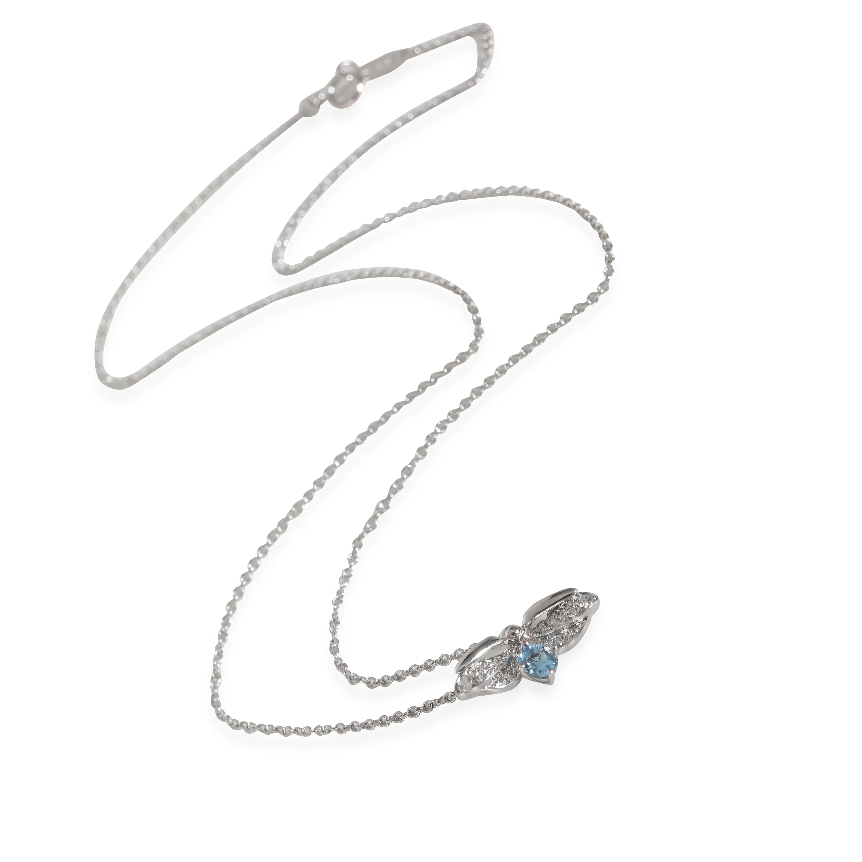 Paper Flowers Aquamarine Pendant in Platinum 0.26 CTW - Image 2