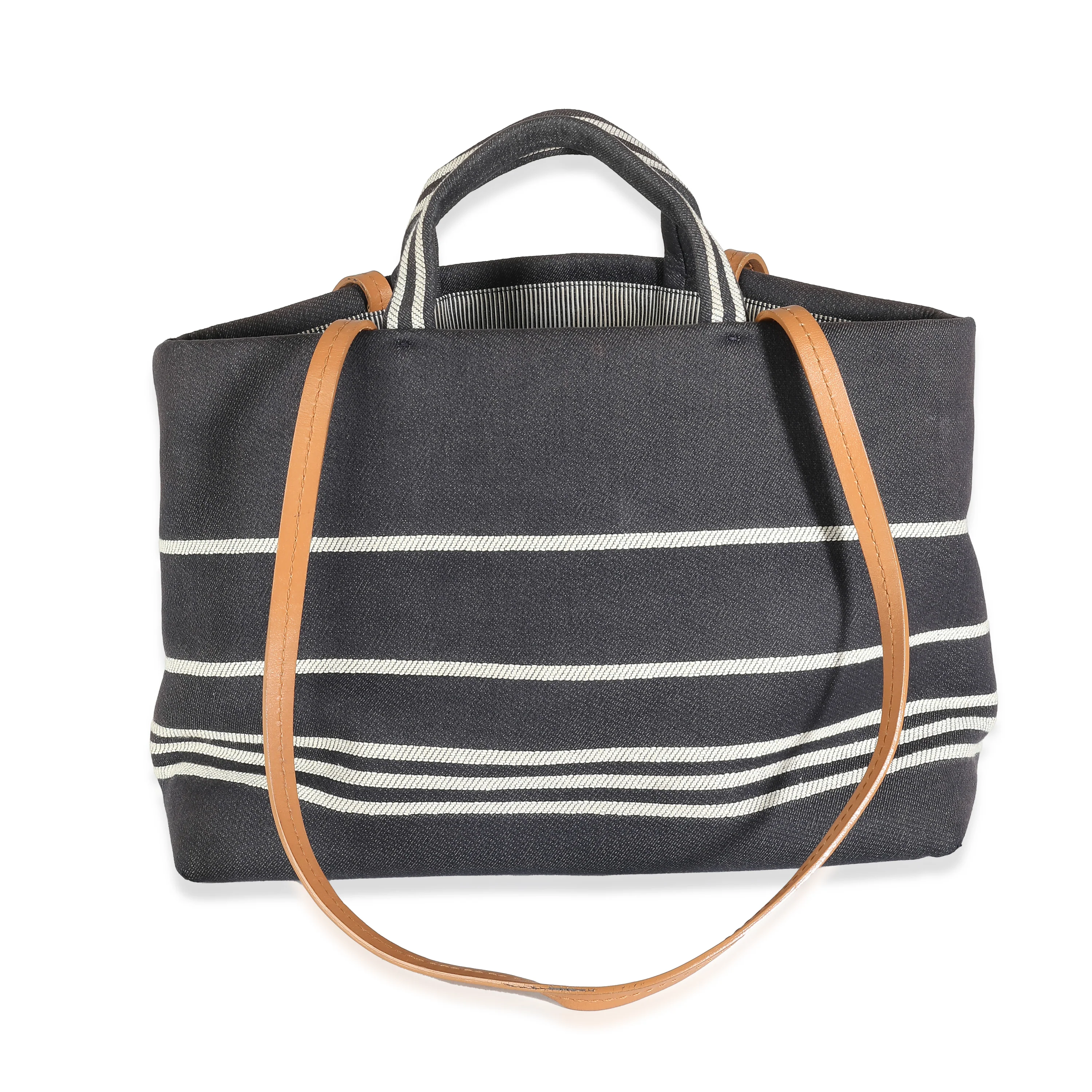 Navy Denim CC Stripe Large Shopper Tote - Image 5