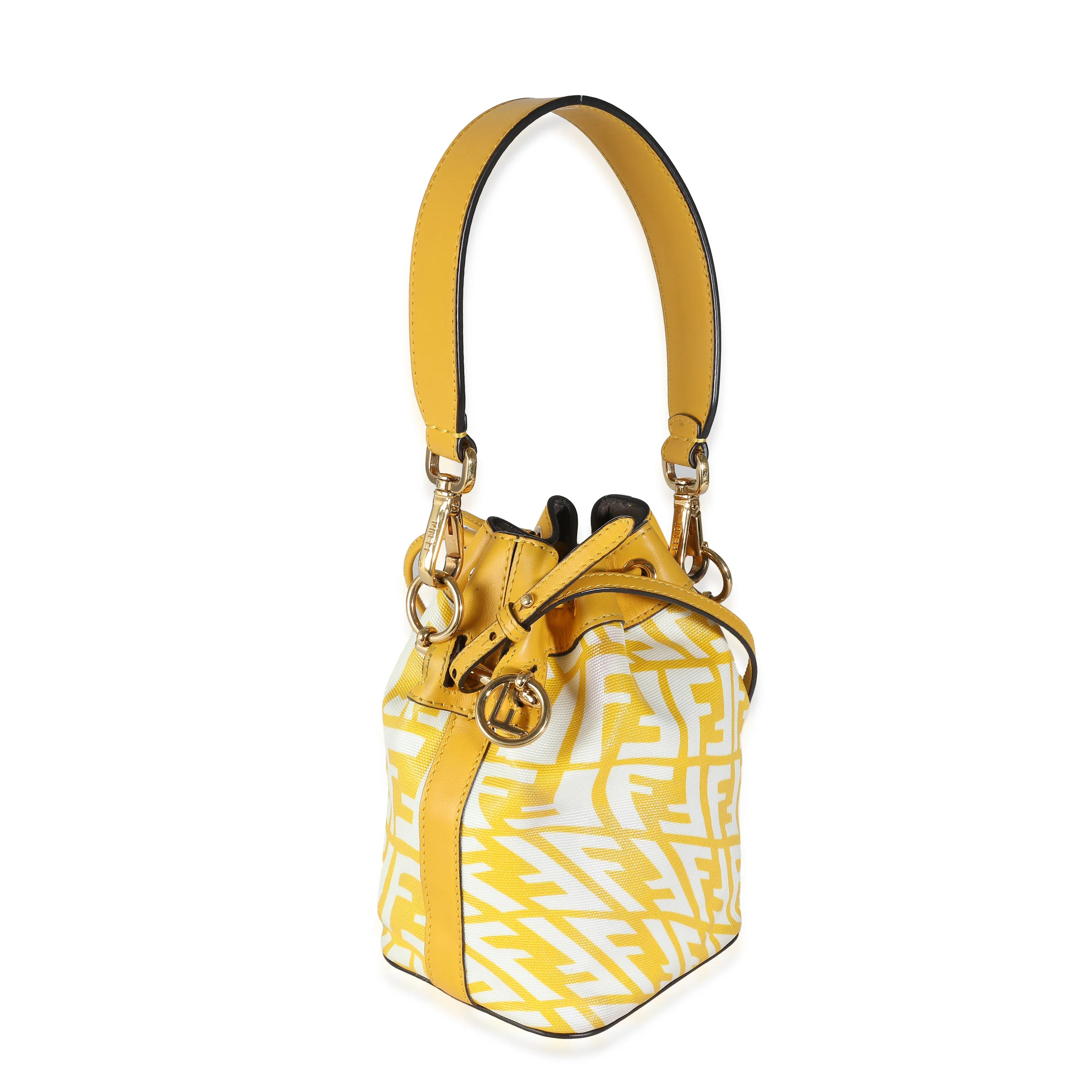 x Sarah Coleman Mimosa Glazed Canvas FF Vertigo Mon Tresor Bucket Bag - Image 7