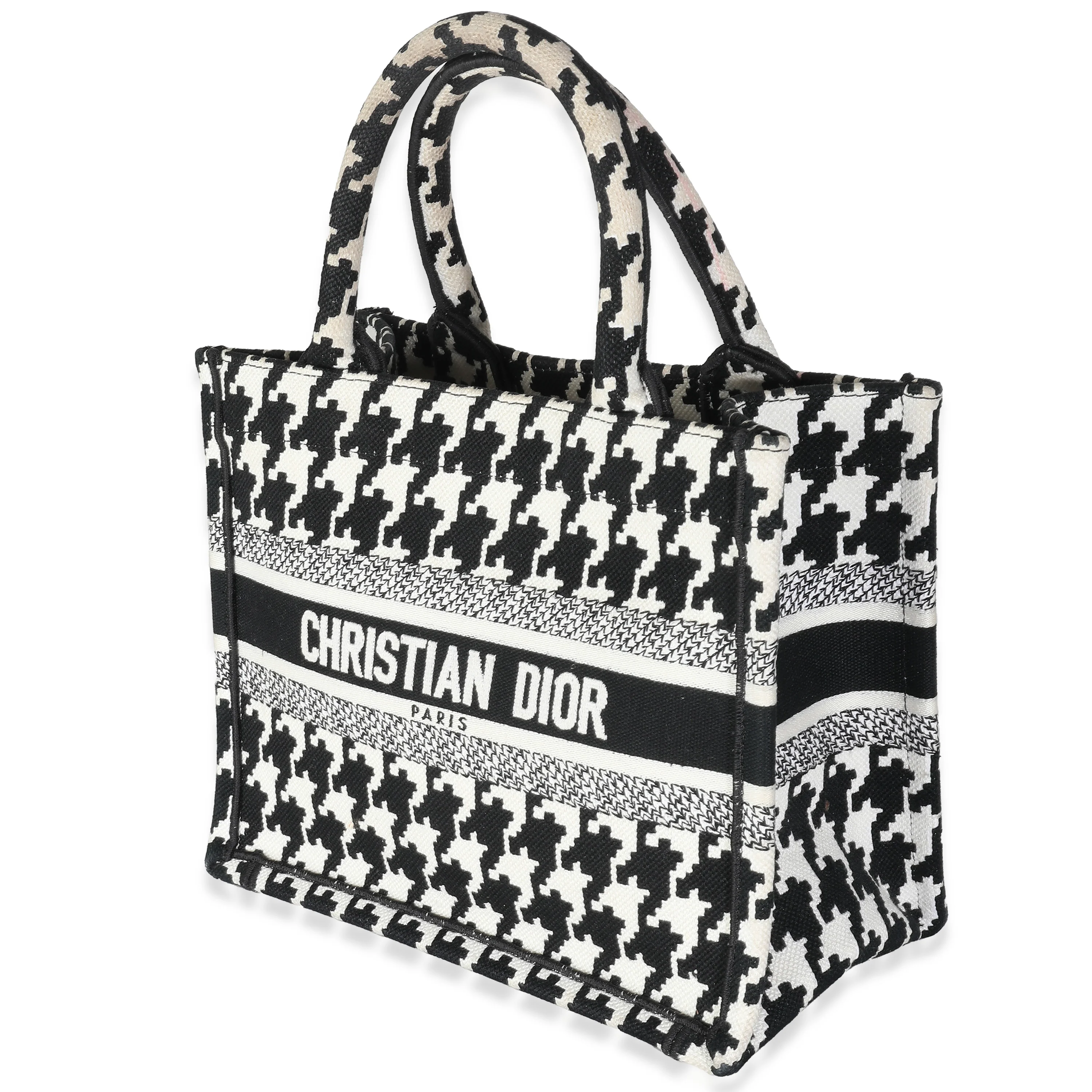 Black White Houndstooth Small Book Tote - Image 2