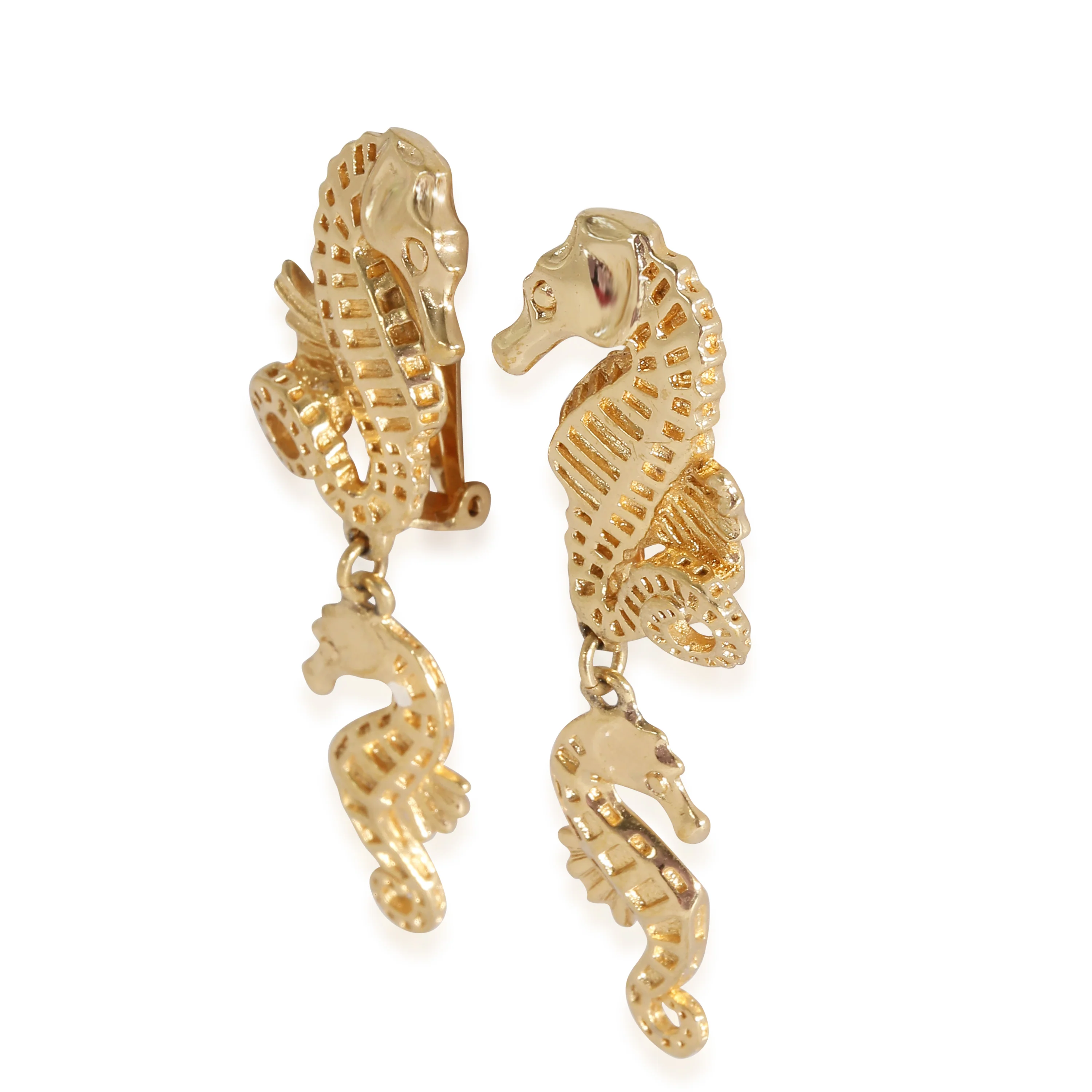 Gold Plated Seahorse Drop Earrings - Image 2