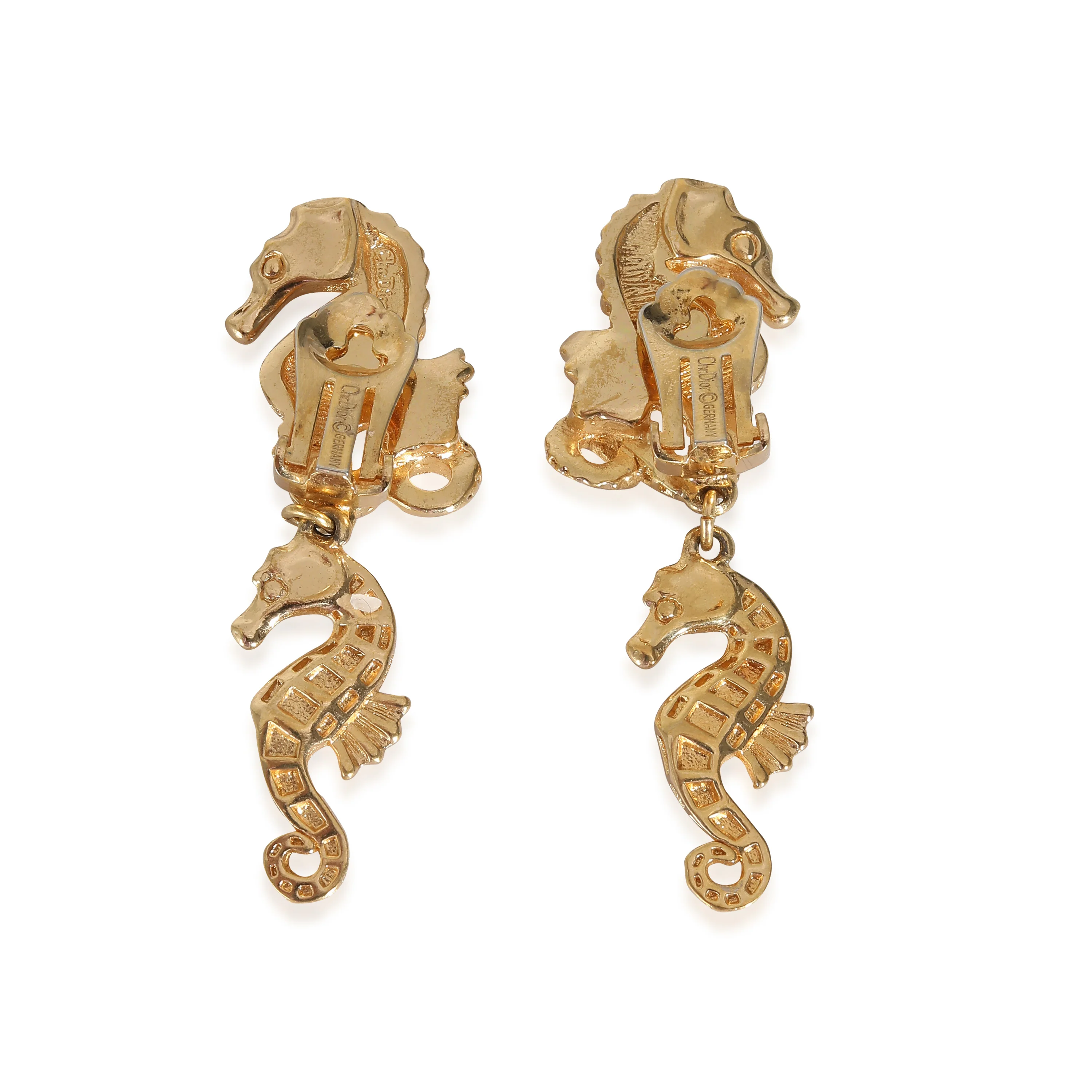 Gold Plated Seahorse Drop Earrings - Image 3
