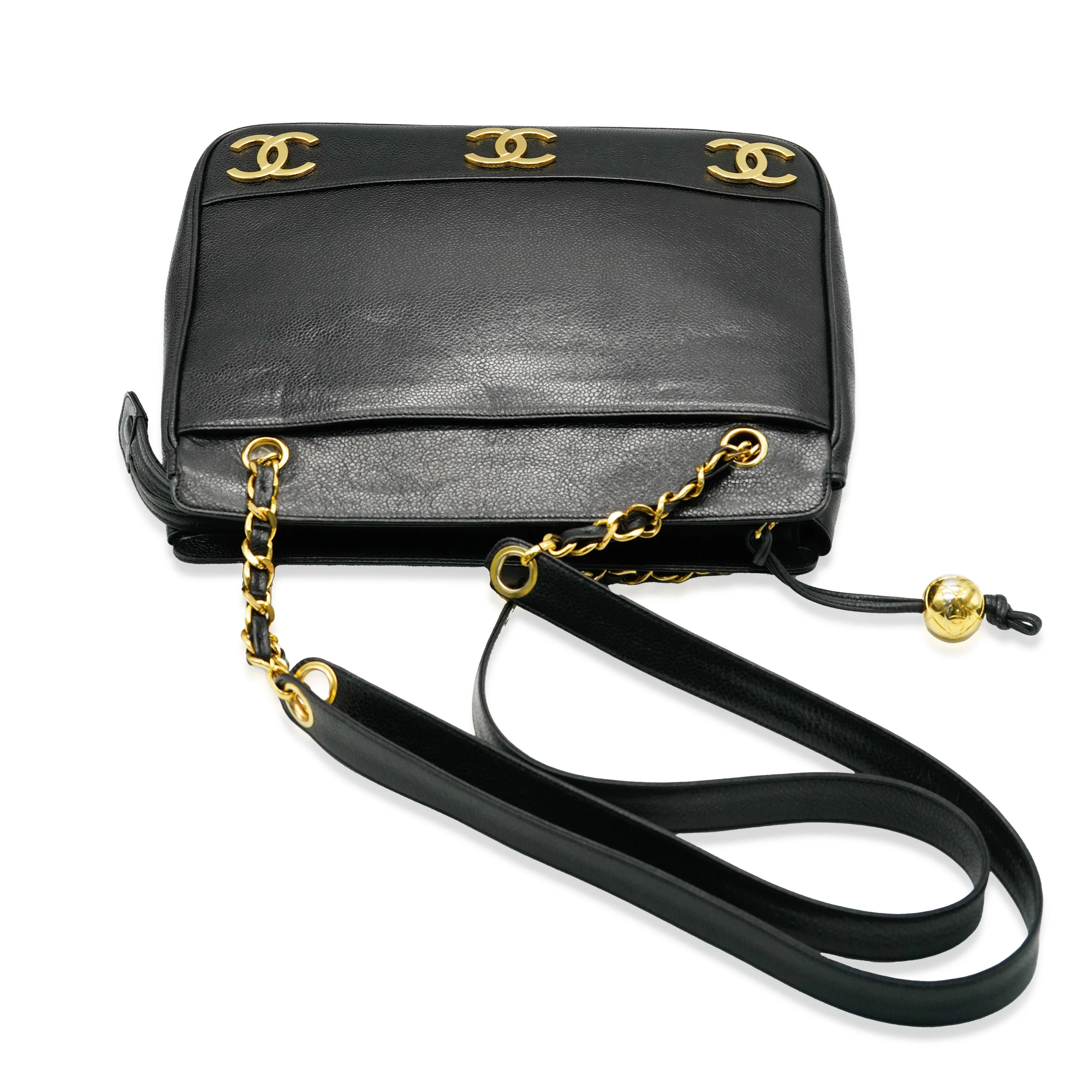 Black Caviar Triple CC Chain Tote - Image 4