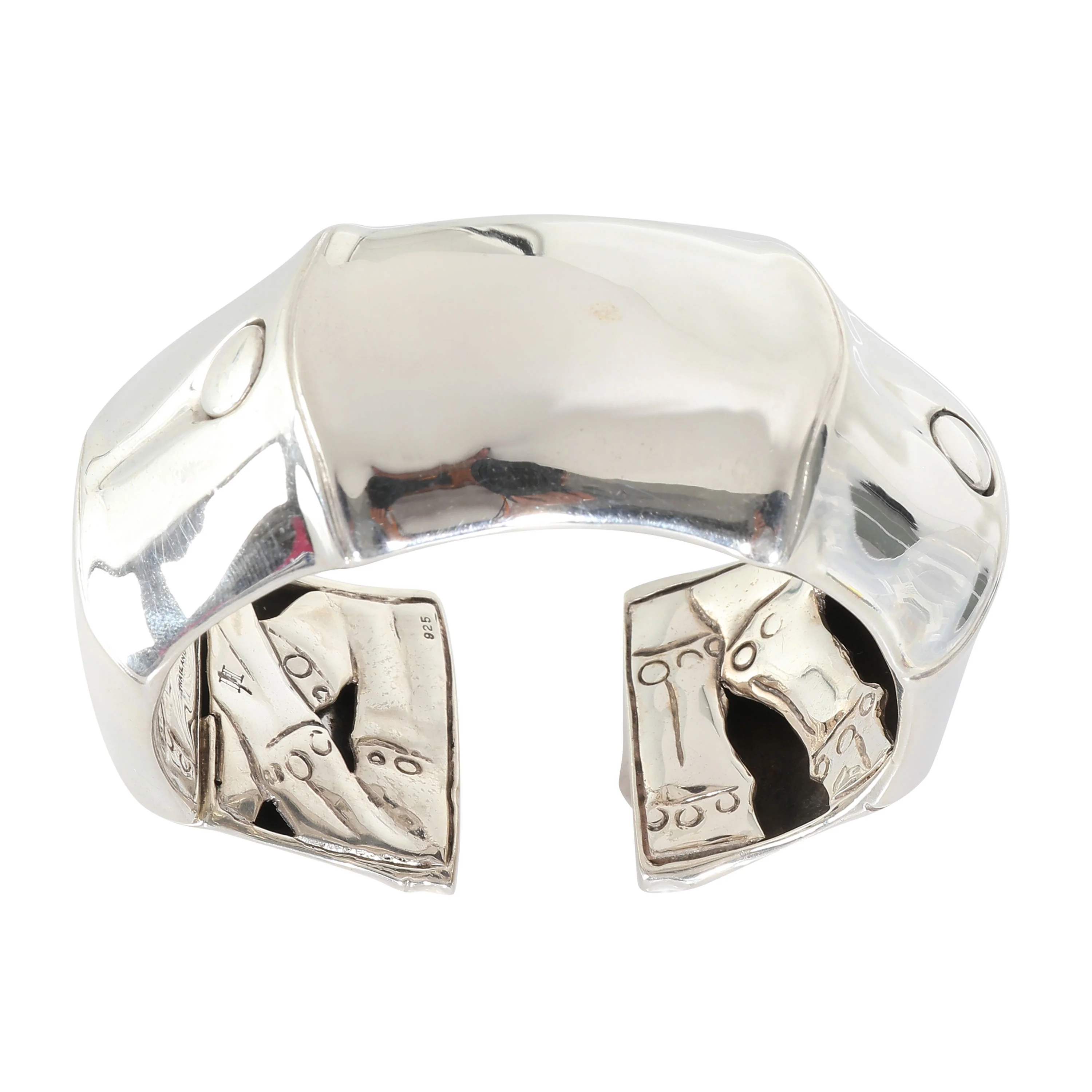 Wide Bamboo Kick Bracelet in  Sterling Silver - Image 3